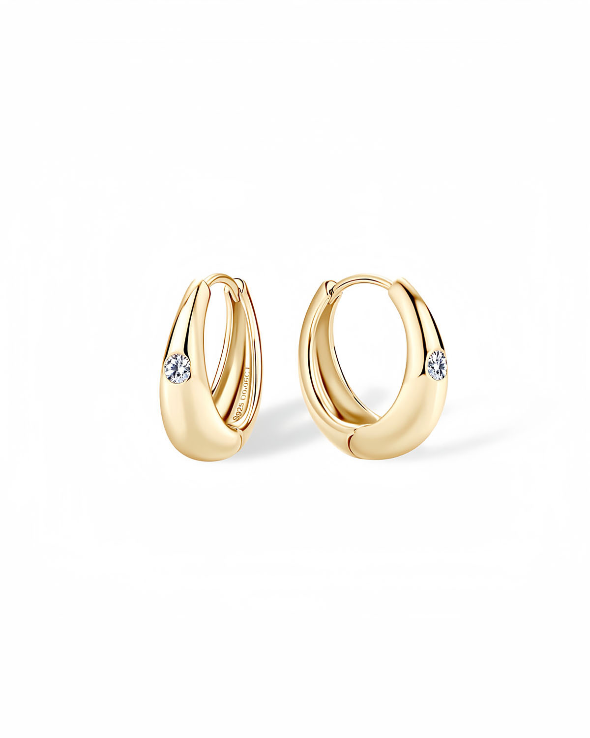Elegant 14K Gold Hoop Earrings with Moissanite Accent-Opreshyne