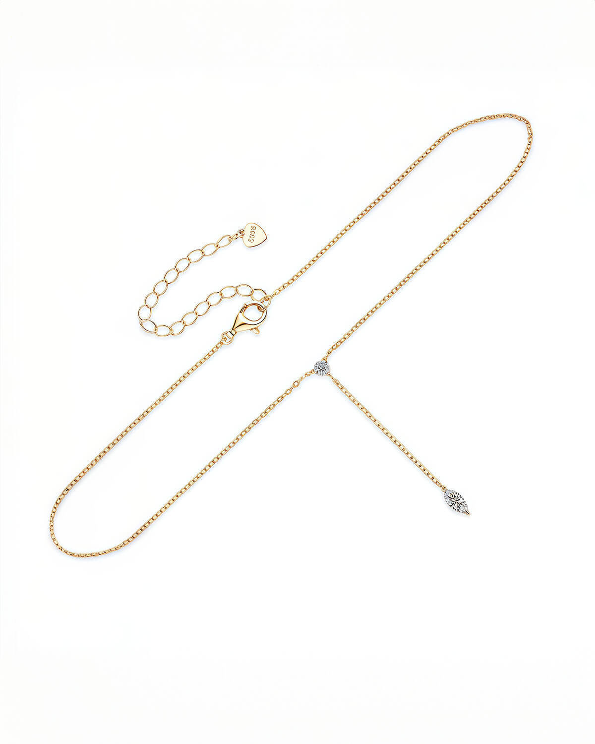 Elegant 14k Gold Necklace with Double Diamond Drop-Opreshyne