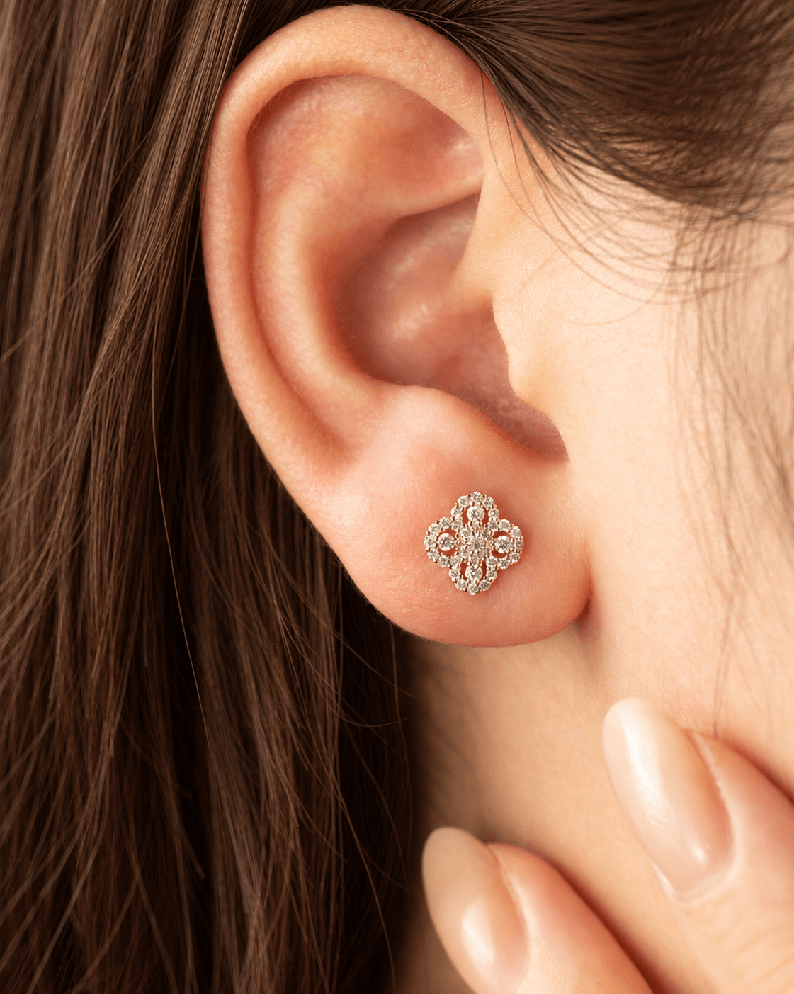Fiorenne Petal Lab Diamond Stud Earrings