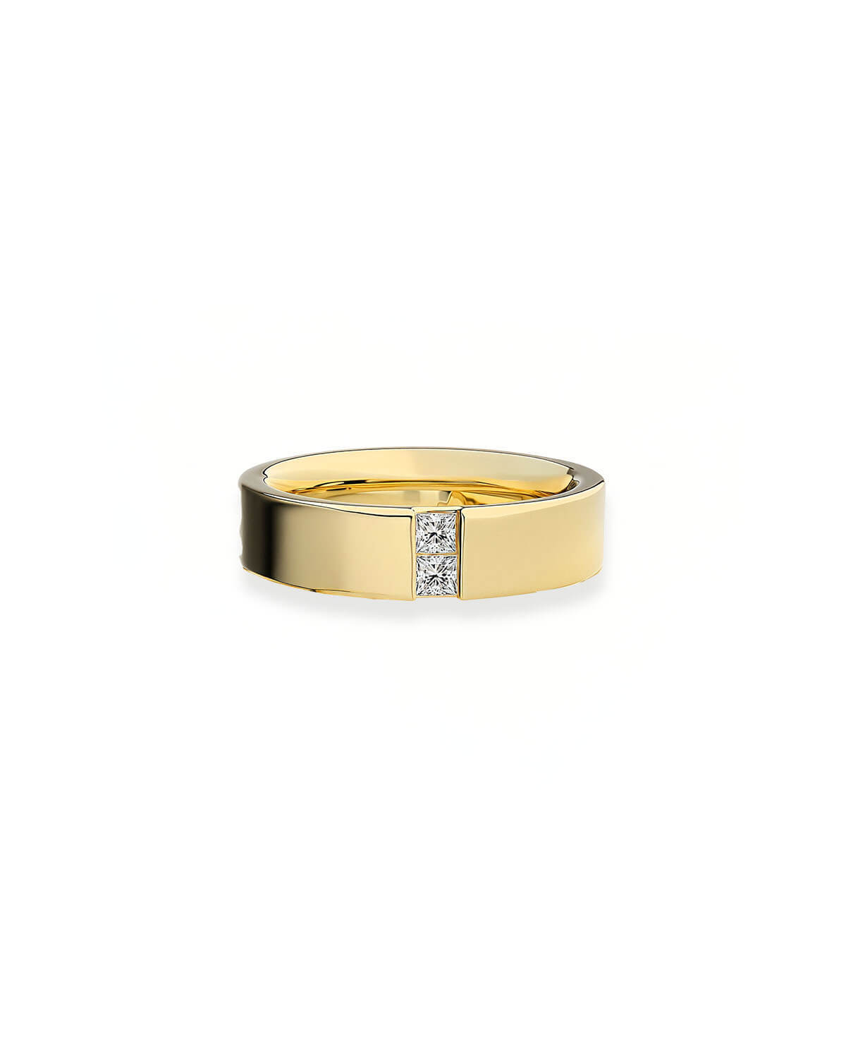 Wedding Ring Set | Minimalist Princess Cut Gold Rings for Couples