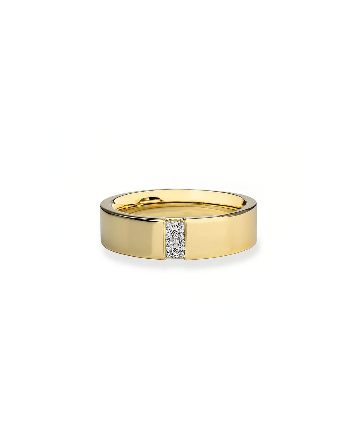 Wedding Ring Set | Minimalist Princess Cut Gold Rings for Couples
