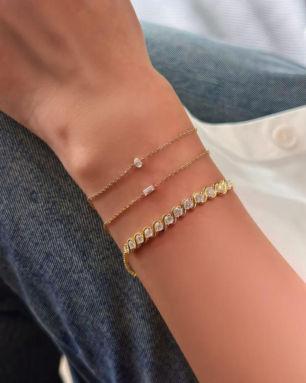 Stella Grace – Pear Diamond Gold Bracelet