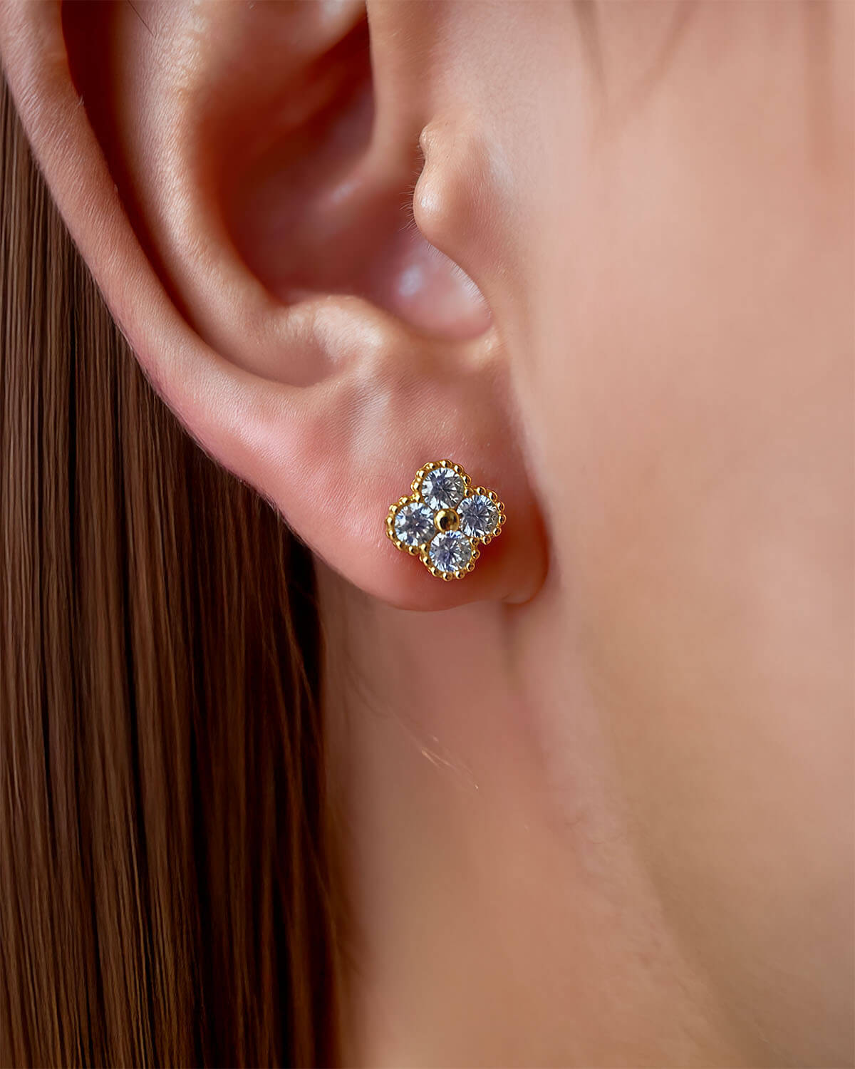 Lucky Bloom–Leaf Clover Stud Earrings