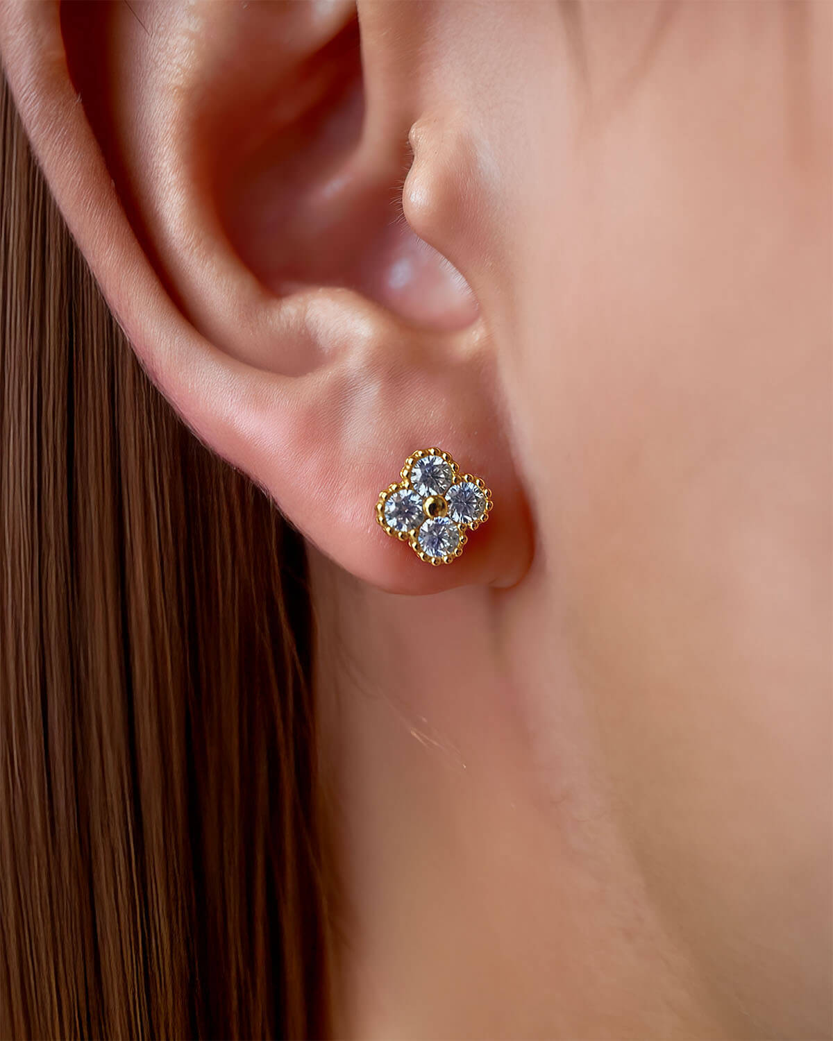 Lucky Bloom–Leaf Clover Stud Earrings