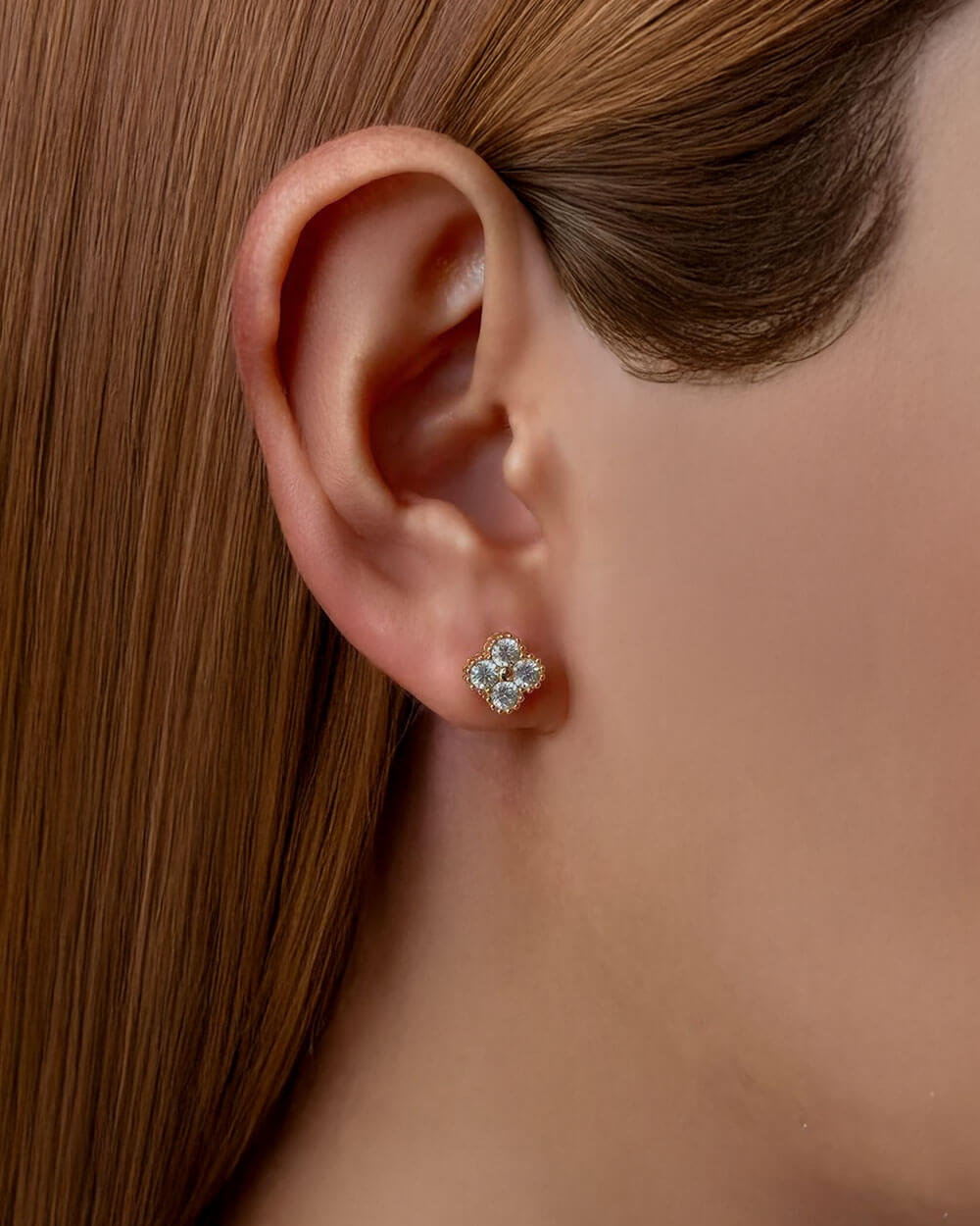 Lucky Bloom–Leaf Clover Stud Earrings