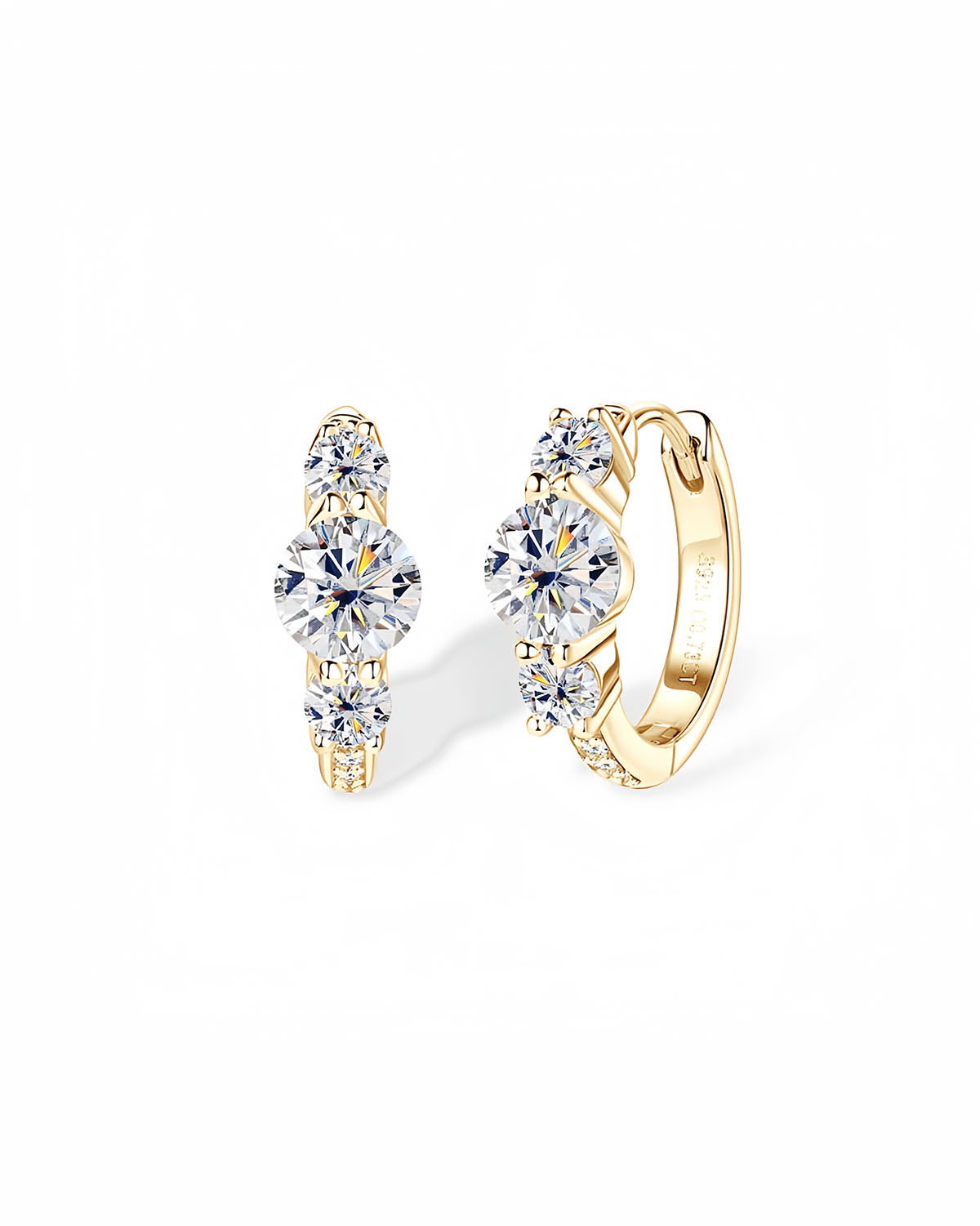Glamorous Gold Diamond Hoop Earrings with Moissanite-Opreshyne