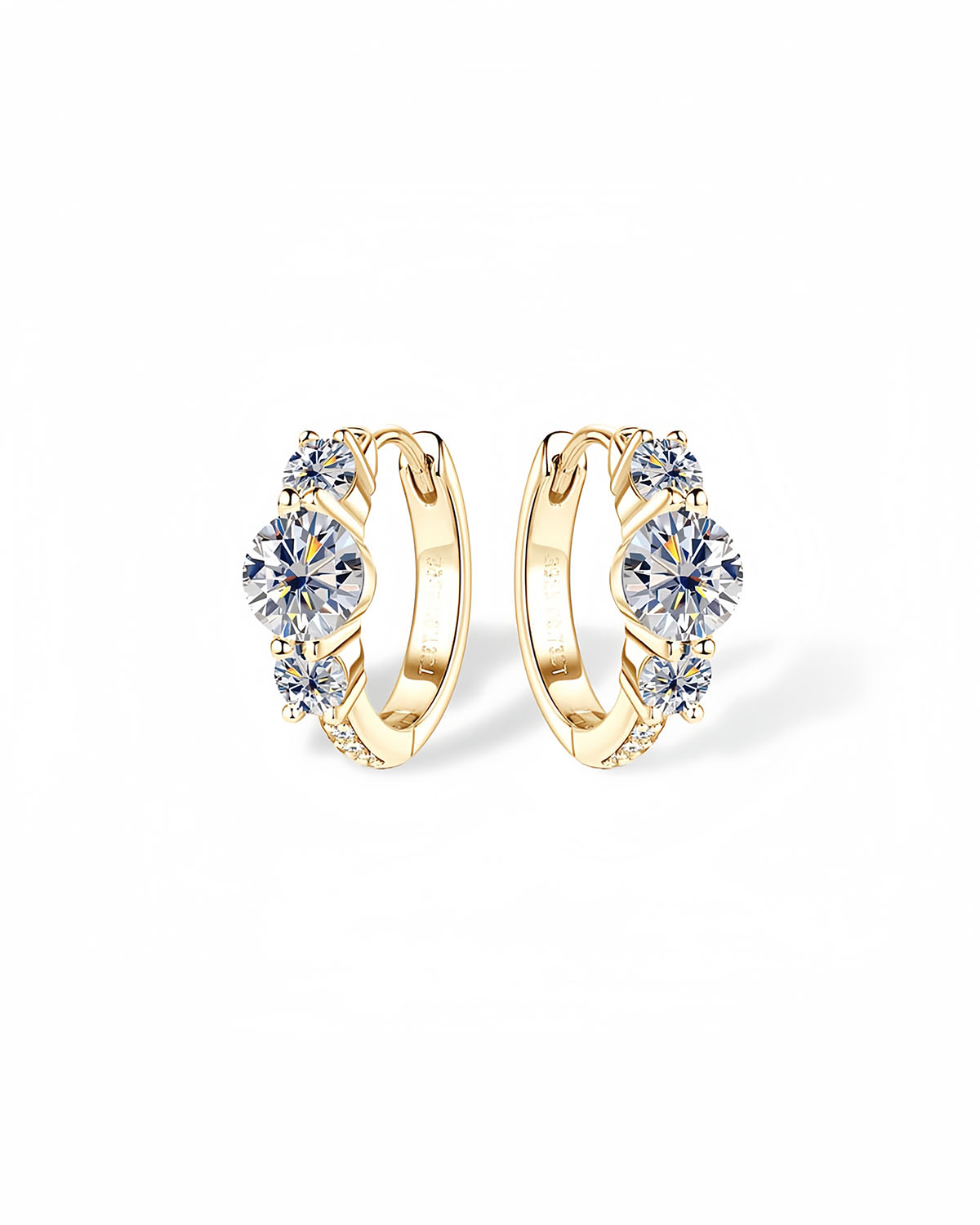 Glamorous Gold Diamond Hoop Earrings with Moissanite-Opreshyne
