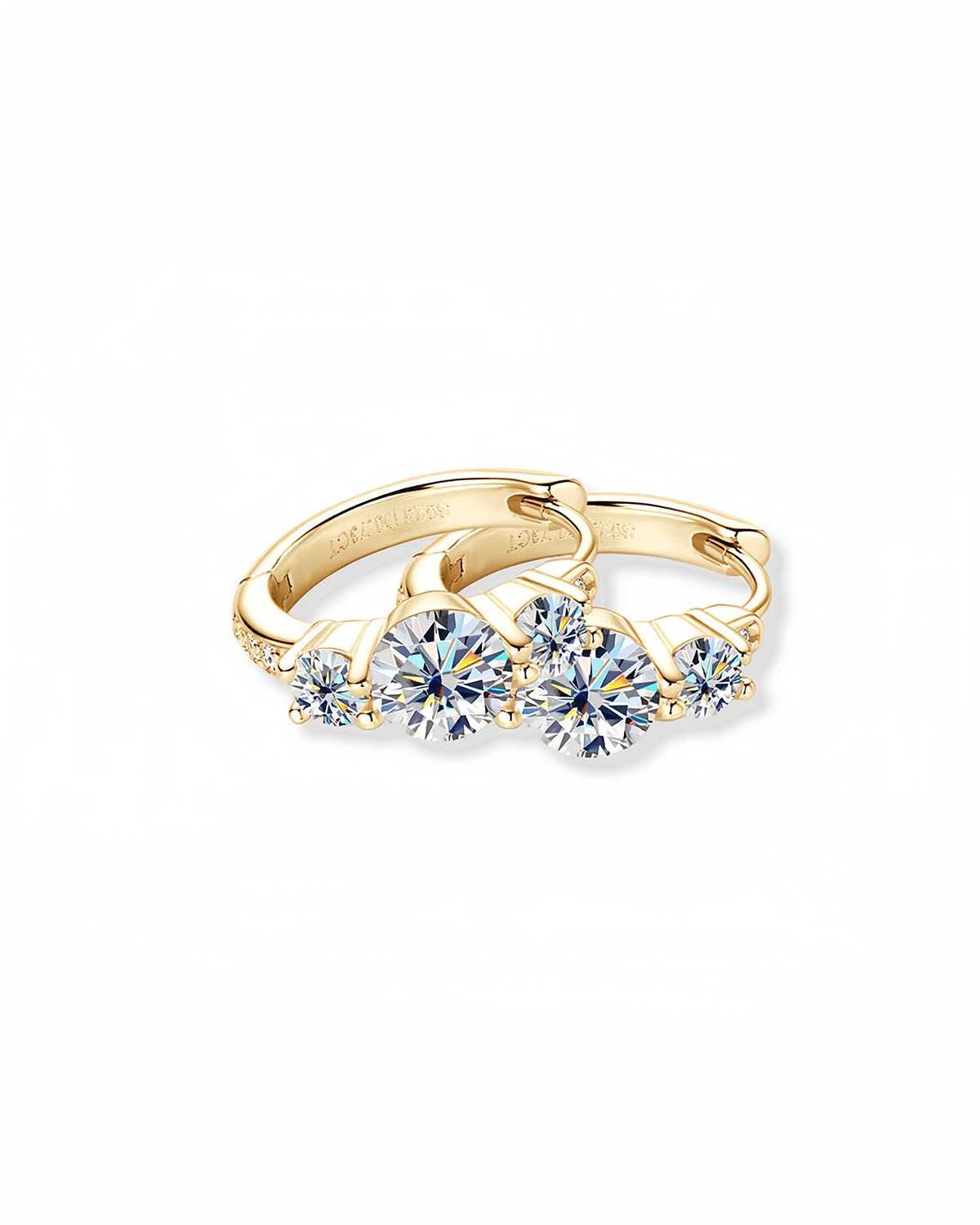 Glamorous Gold Diamond Hoop Earrings with Moissanite-Opreshyne