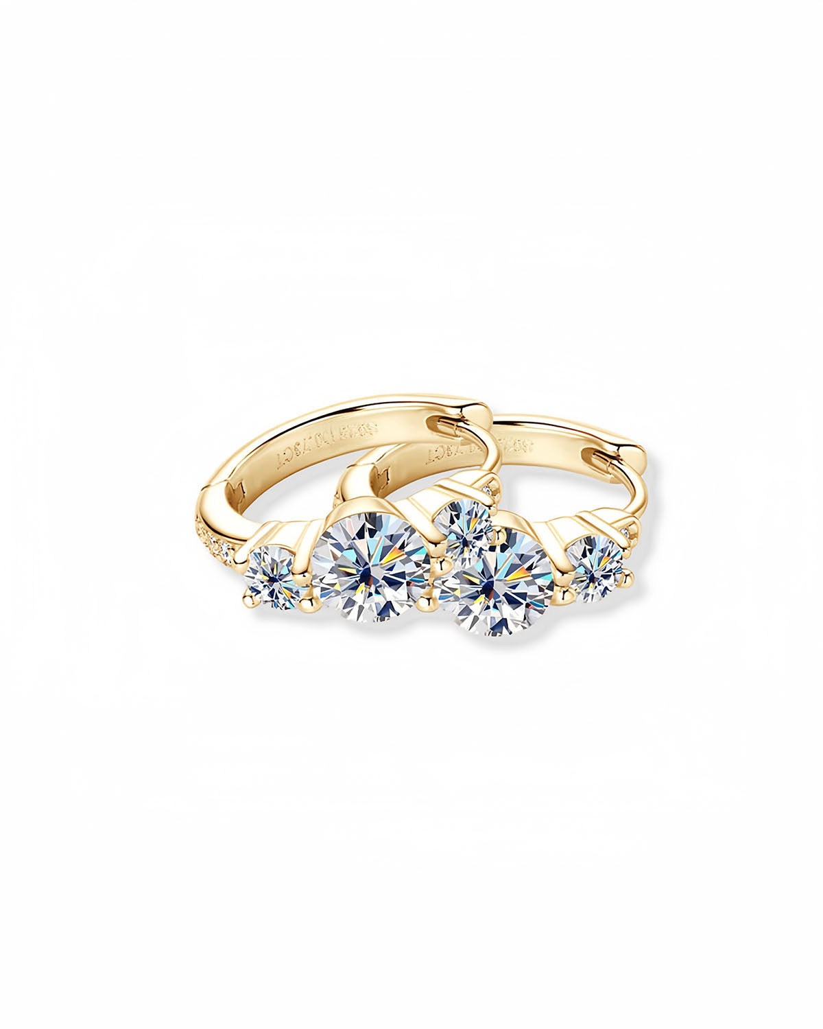 Glamorous Gold Diamond Hoop Earrings with Moissanite-Opreshyne