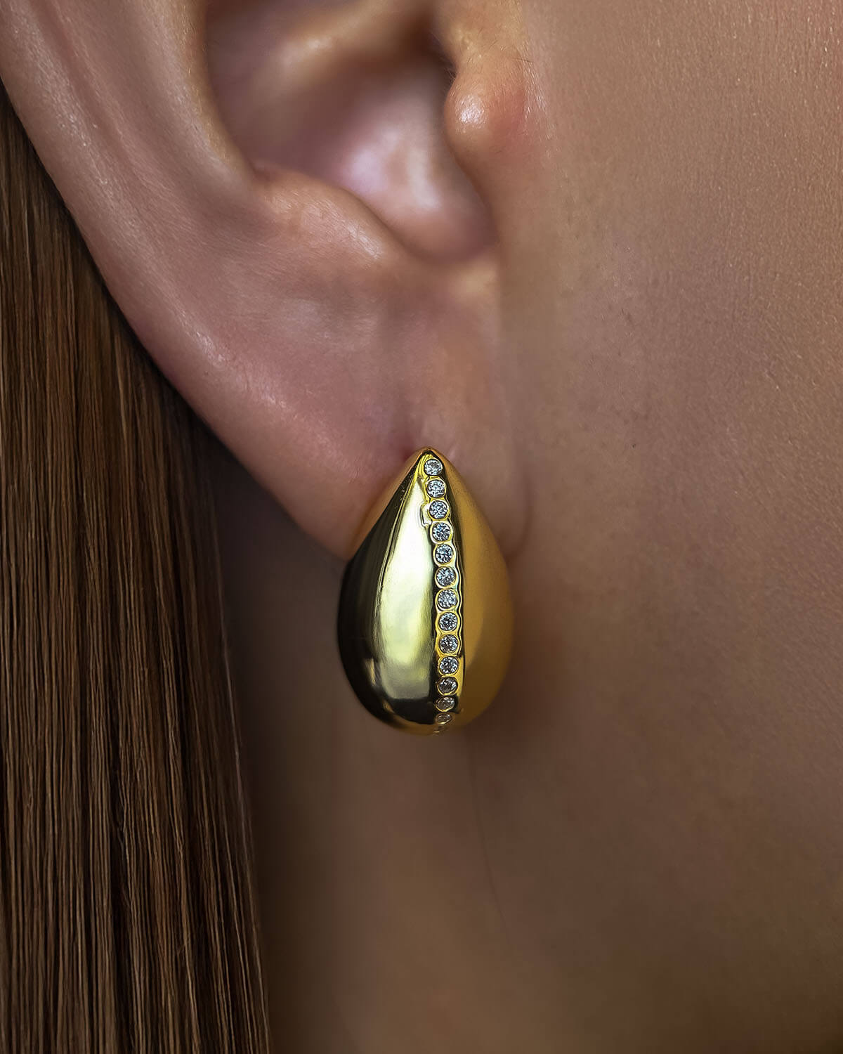 Gold Diamond Earrings – Teardrop Statement-Opreshyne