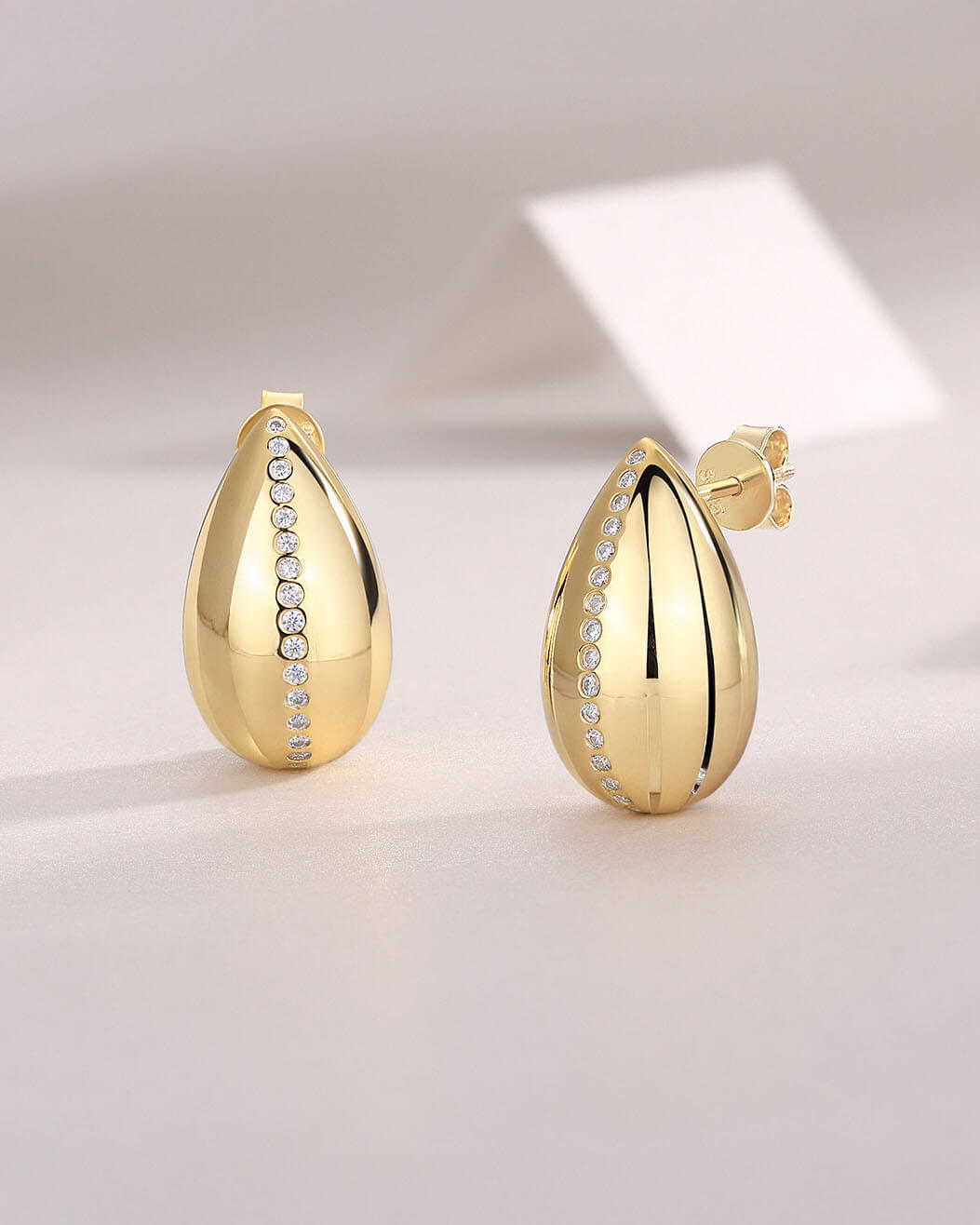 Gold Diamond Earrings – Teardrop Statement-Opreshyne