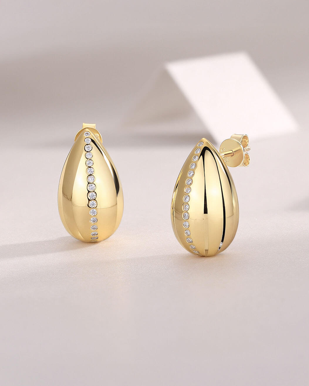 Gold Diamond Earrings – Teardrop Statement-Opreshyne