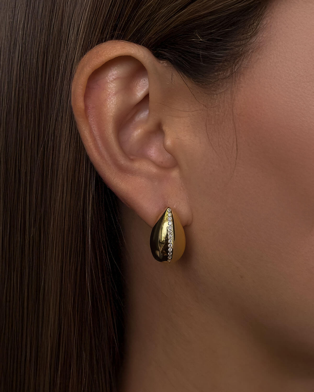Gold Diamond Earrings – Teardrop Statement-Opreshyne