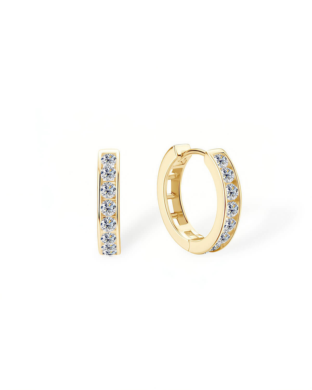 Gold Diamond Hoop Earrings – Classic Radiance for Any Occasion-Opreshyne