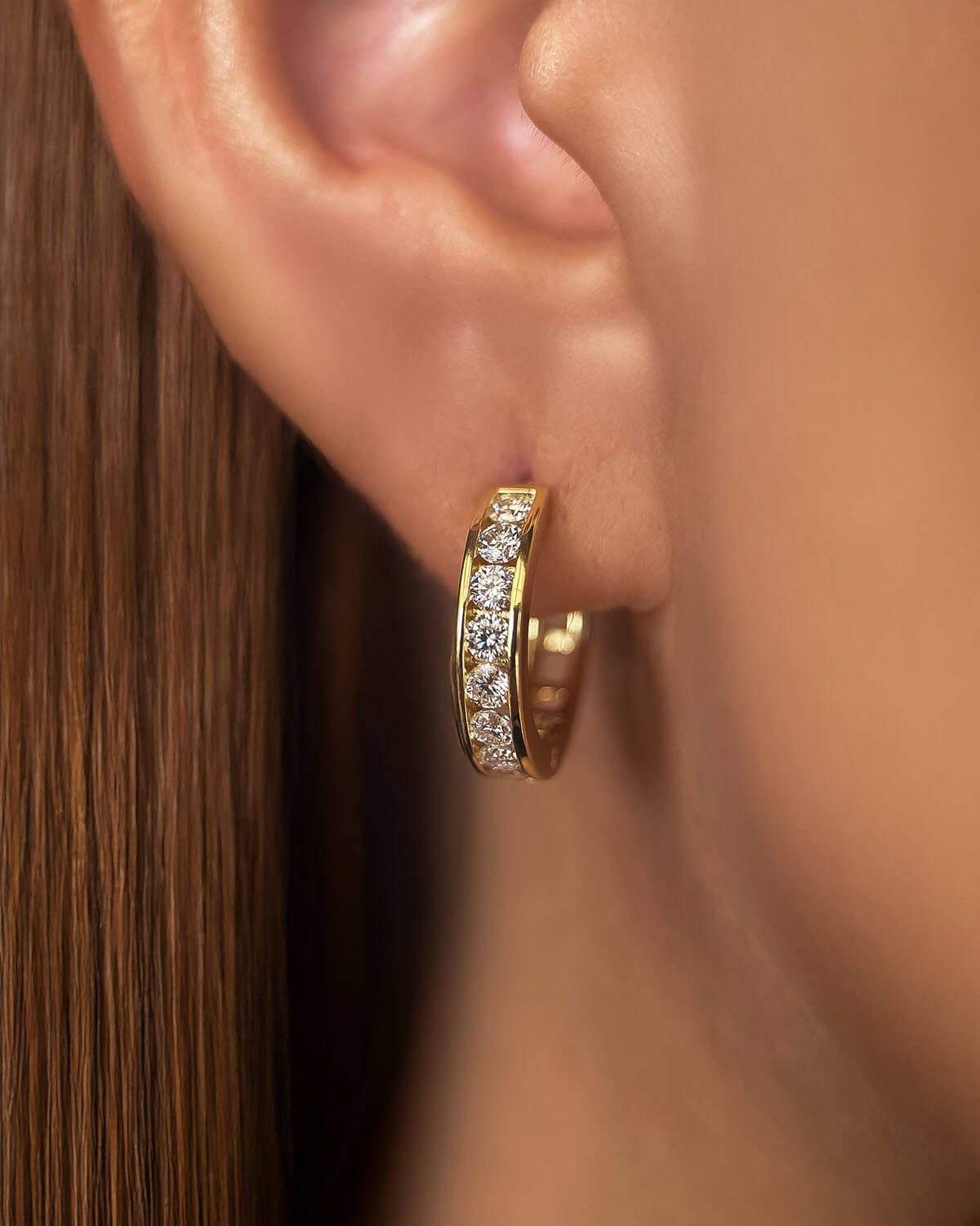 Gold Diamond Hoop Earrings – Classic Radiance for Any Occasion-Opreshyne