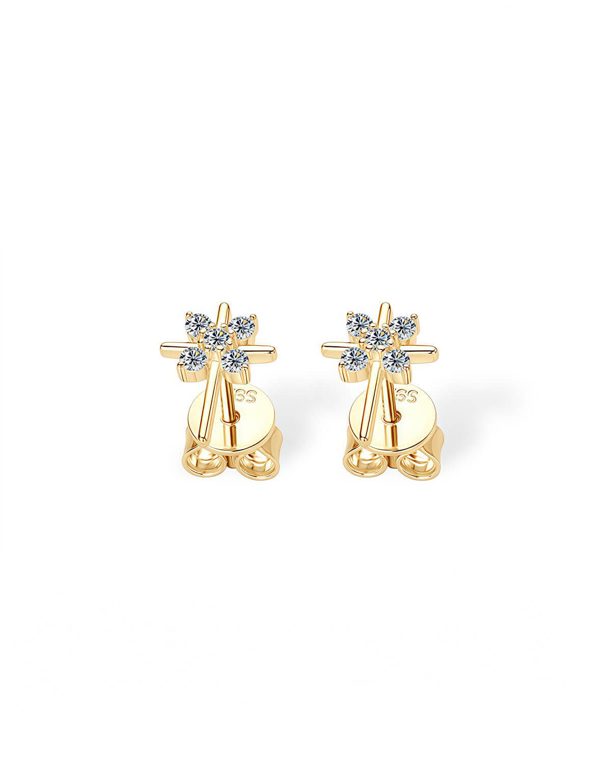 Gold Diamond Stud Earrings – Cross Inspired Elegance-Opreshyne