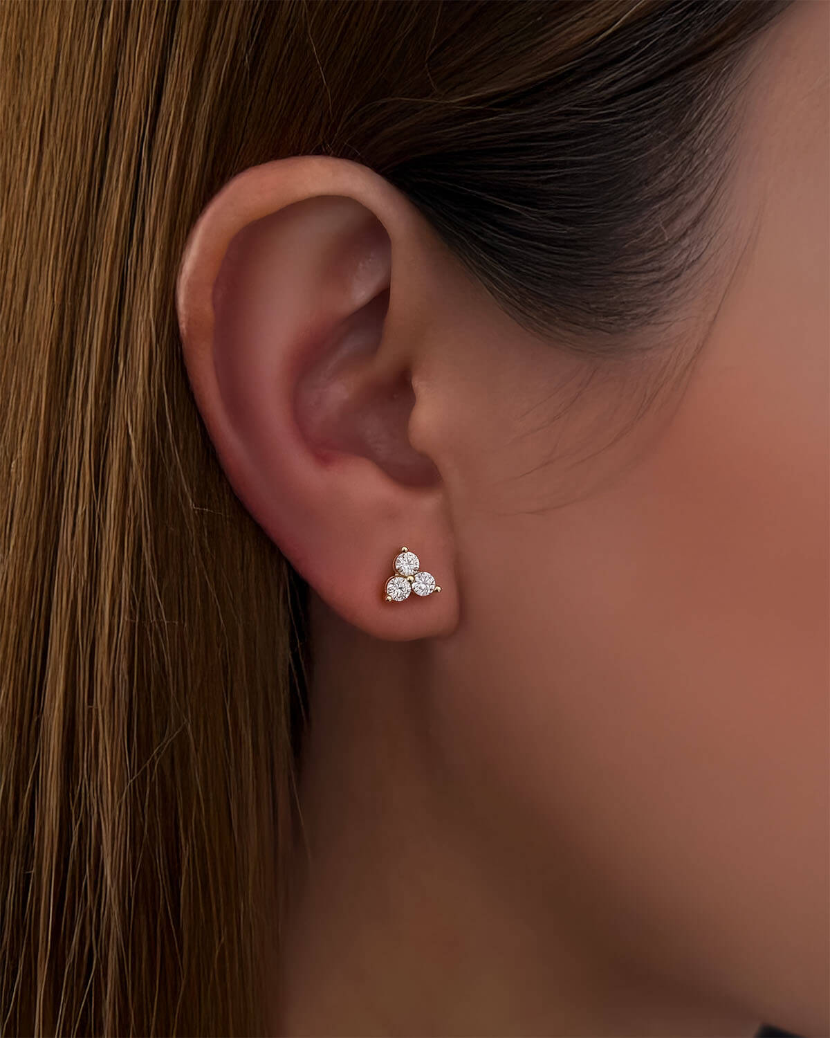 Eternal Sparkle-Triple Moissanite Stud Earrings-Opreshyne