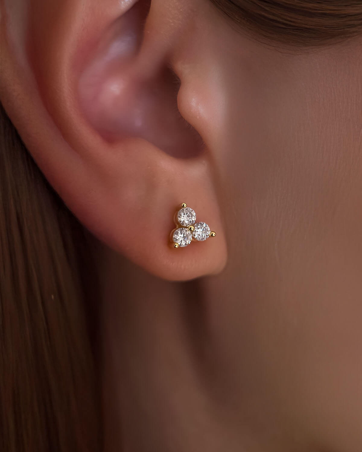 Eternal Sparkle-Triple Moissanite Stud Earrings-Opreshyne