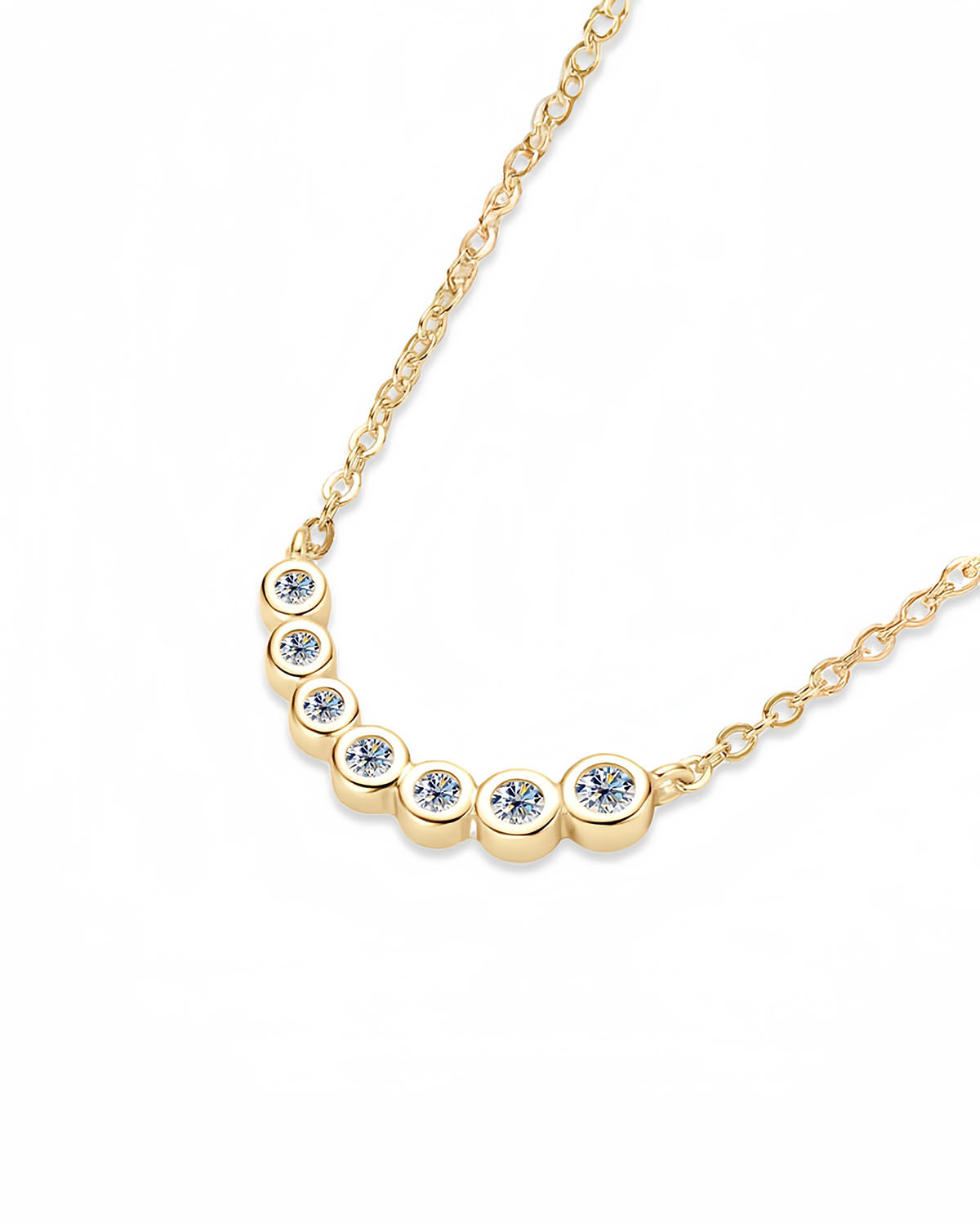 Gold Necklace 14K with Gradient Moissanite Design-Opreshyne