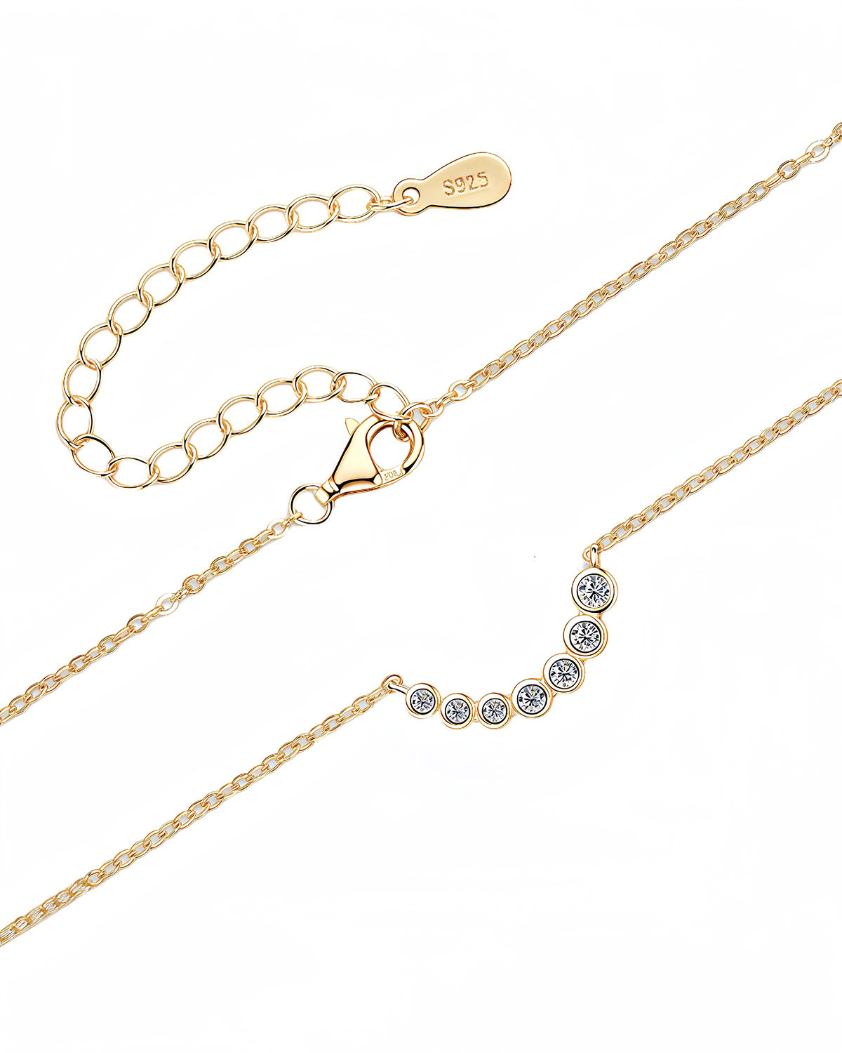 Gold Necklace 14K with Gradient Moissanite Design-Opreshyne
