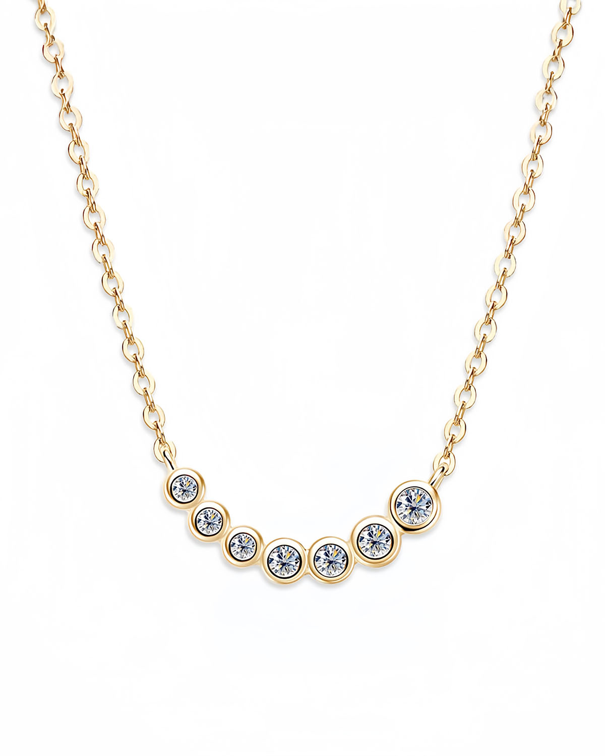 Gold Necklace 14K with Gradient Moissanite Design-Opreshyne