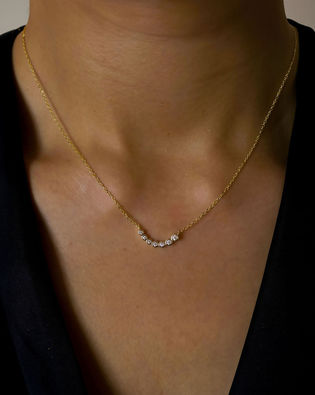 Gold Necklace 14K with Gradient Moissanite Design-Opreshyne