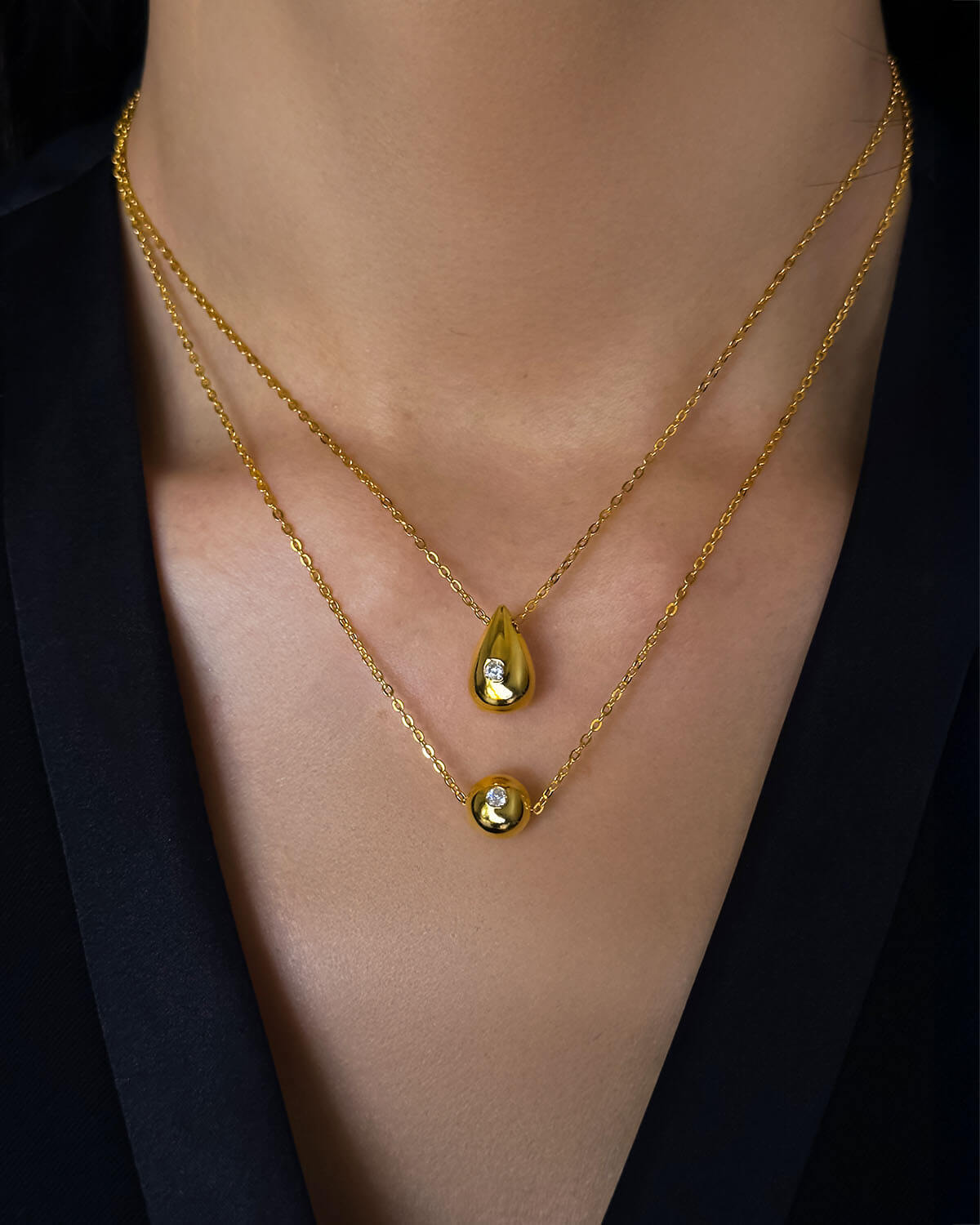 Diamond Pendant Necklace Gold – Waterdrop Moissanite Design-Opreshyne
