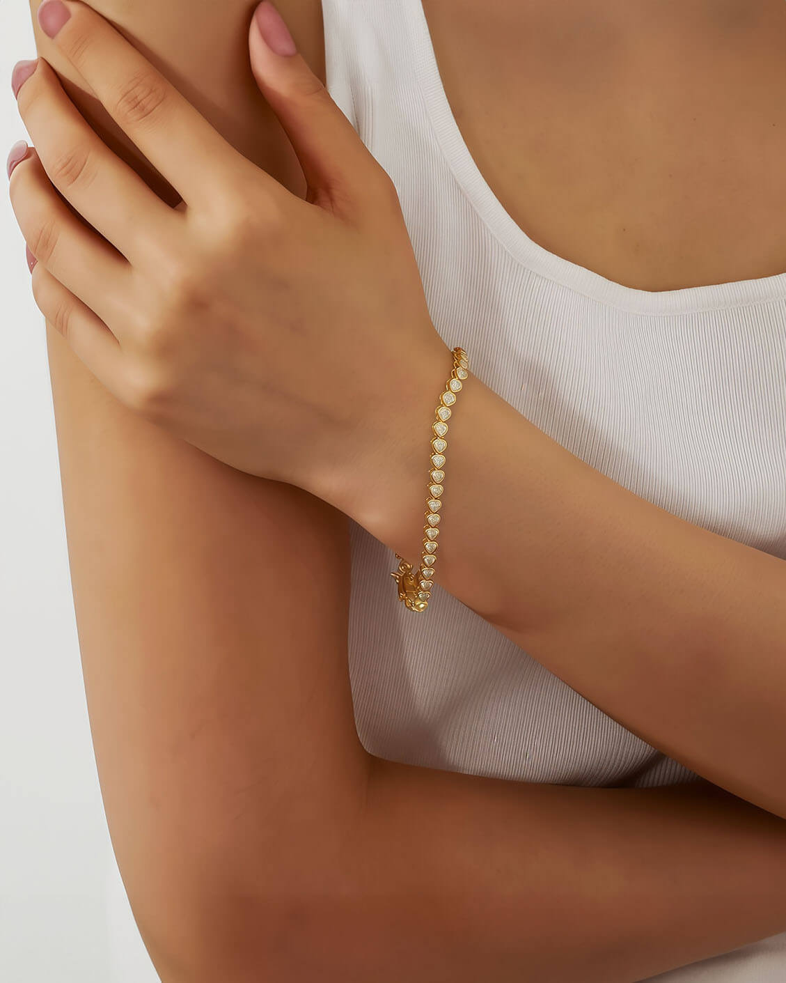 Heart-Shaped Moissanite Tennis Bracelet 3mm-Opreshyne