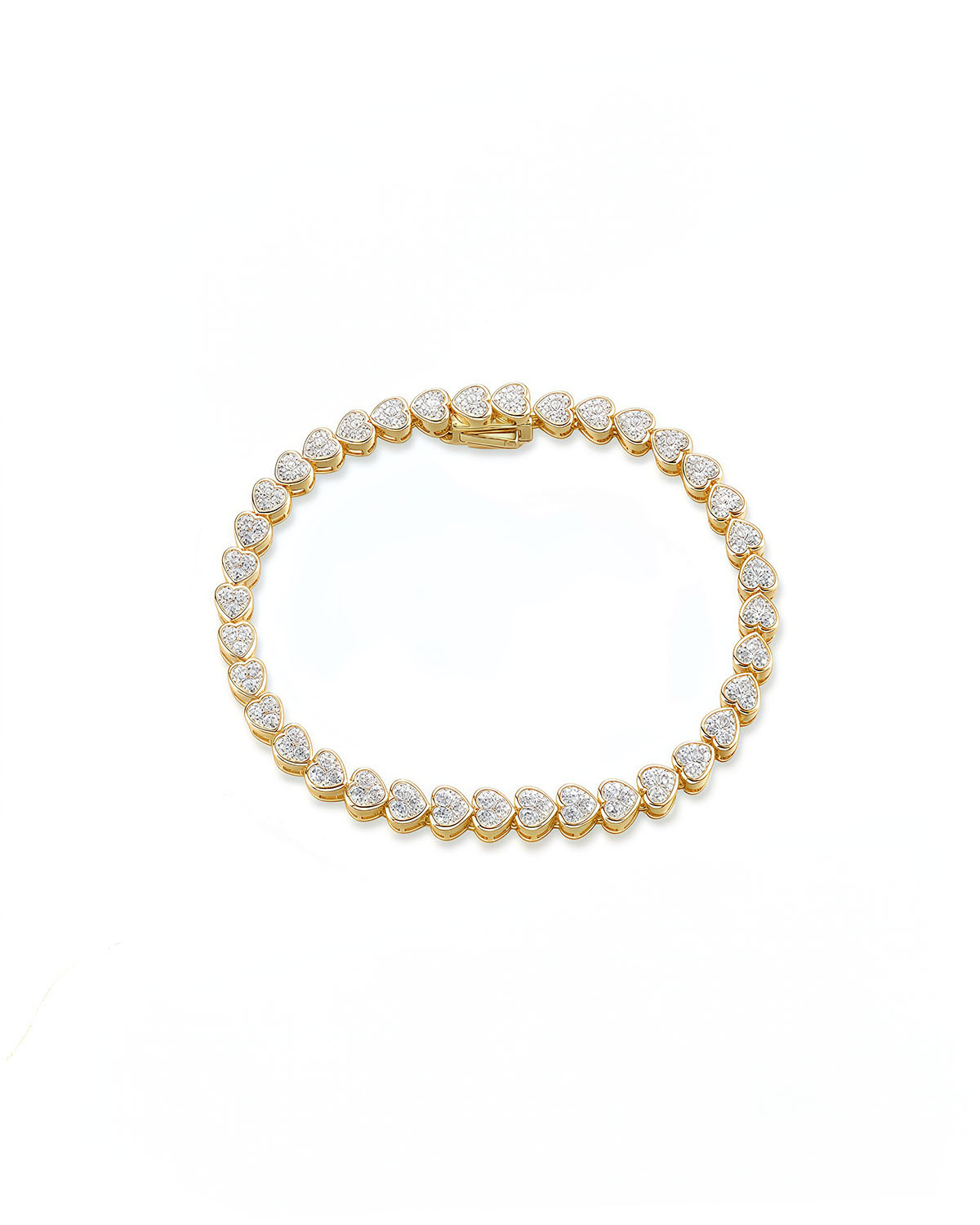 Moissanite Tennis Bracelet | Heart-Shaped in 14K Gold