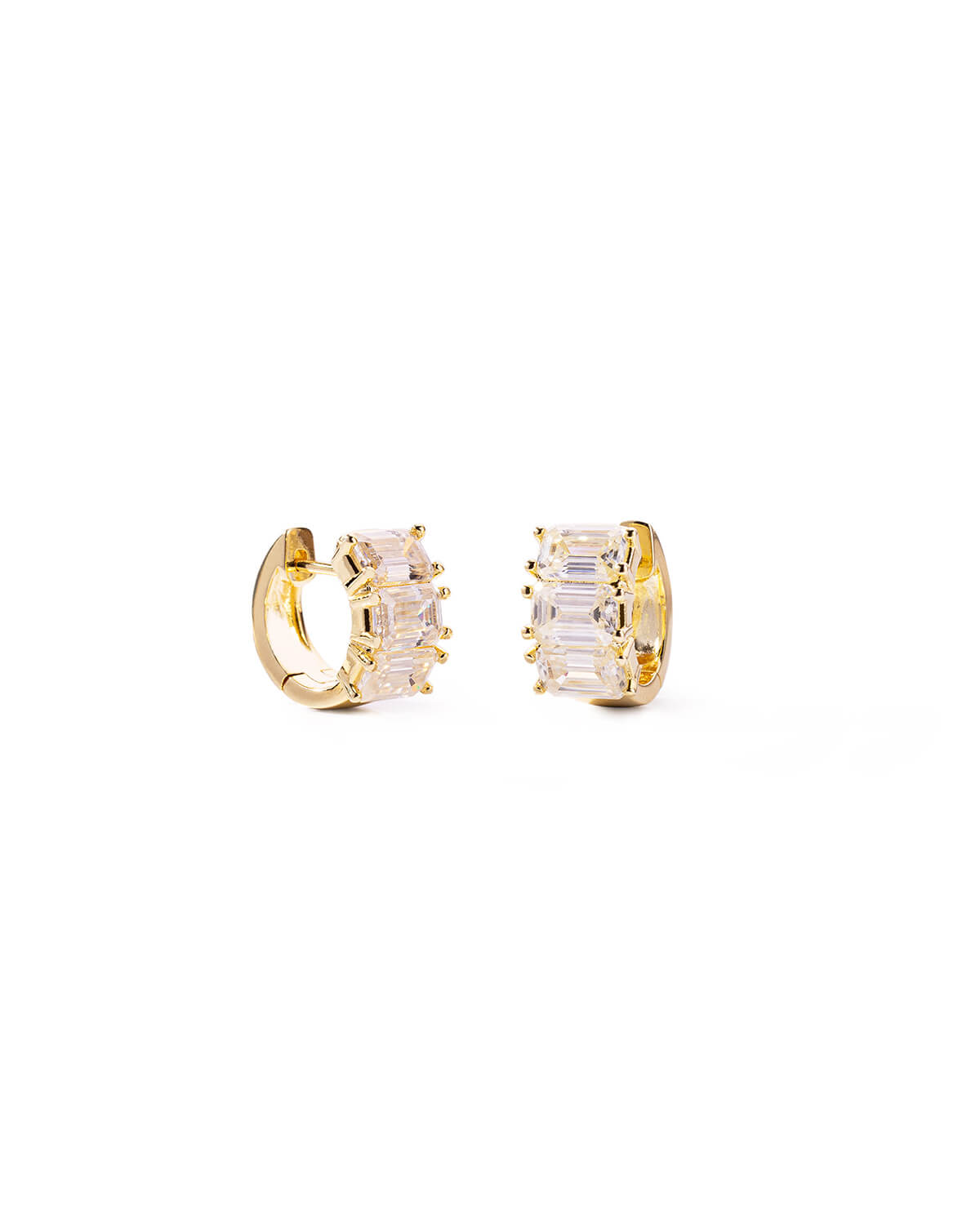Aurelia Emerald Trio Diamond Huggie Earrings