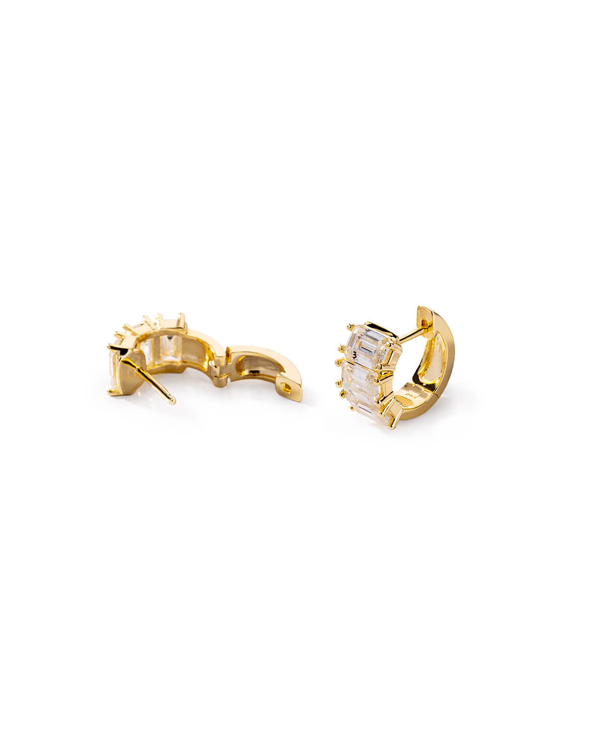 Aurelia Emerald Trio Diamond Huggie Earrings