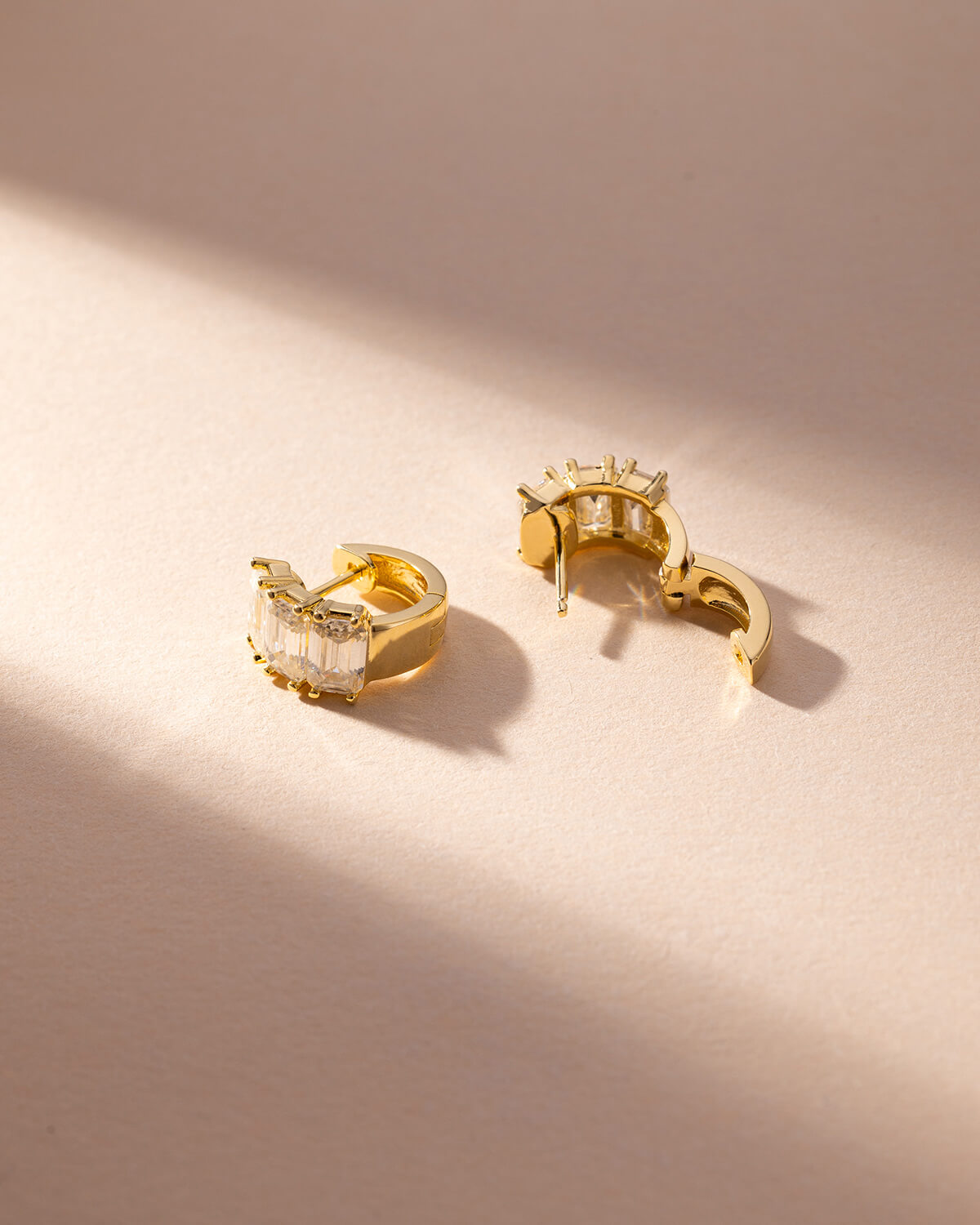 Aurelia Emerald Trio Diamond Huggie Earrings