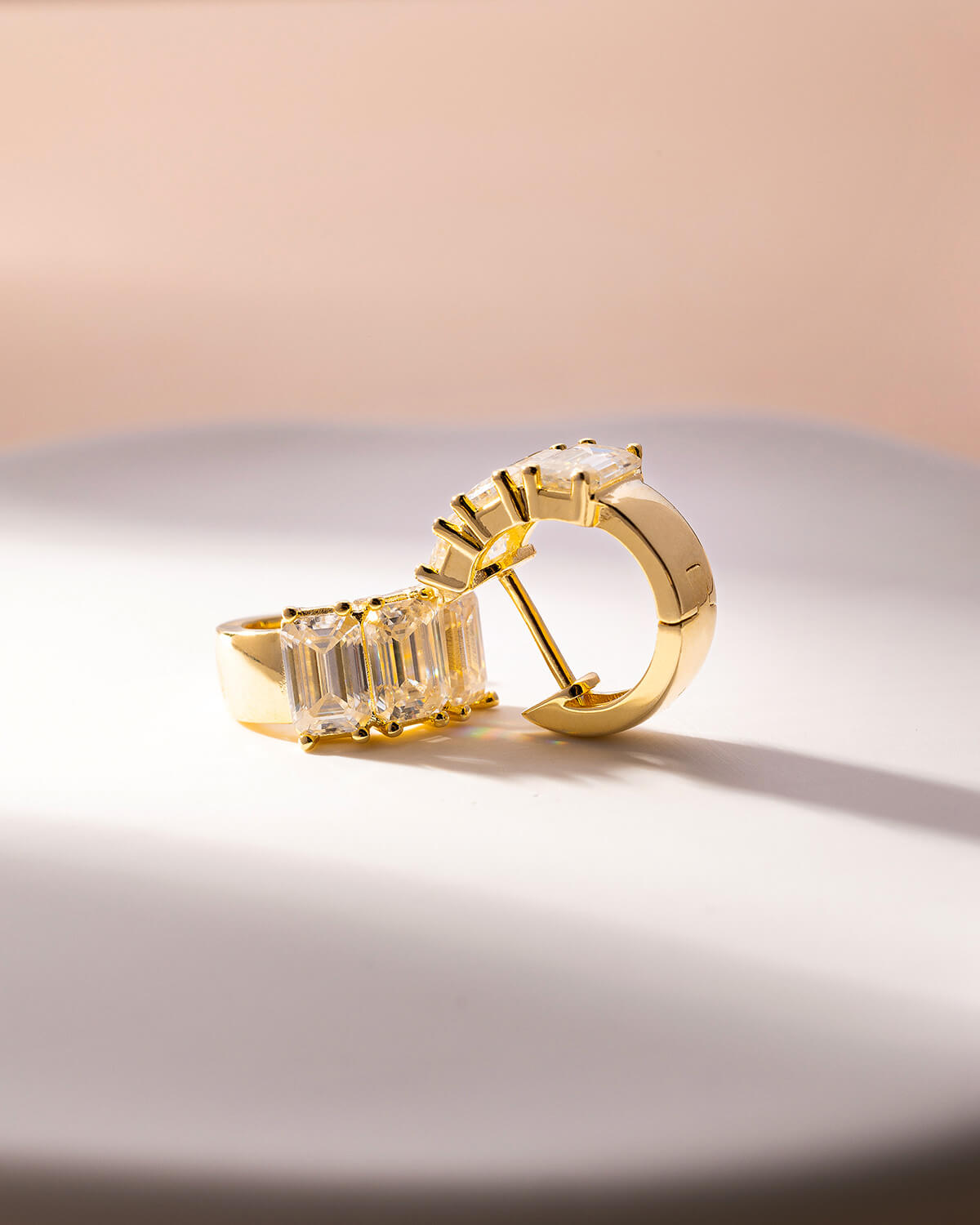 Aurelia Emerald Trio Diamond Huggie Earrings