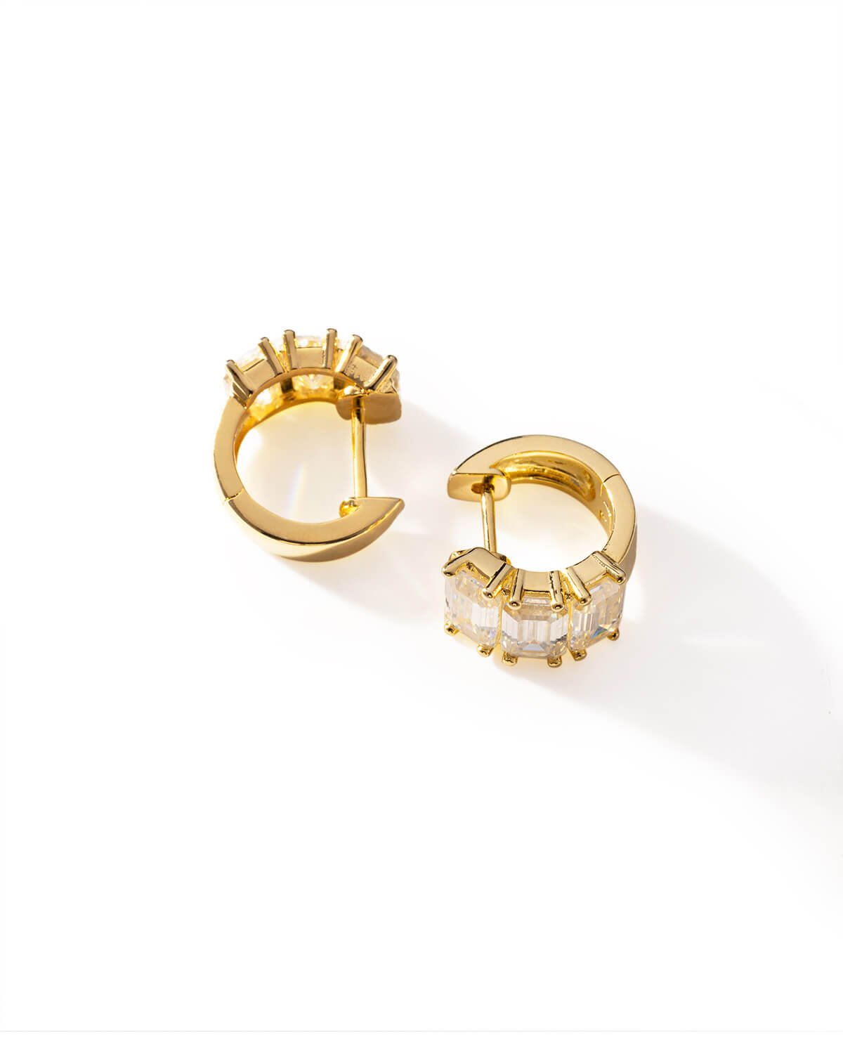 Aurelia Emerald Trio Diamond Huggie Earrings