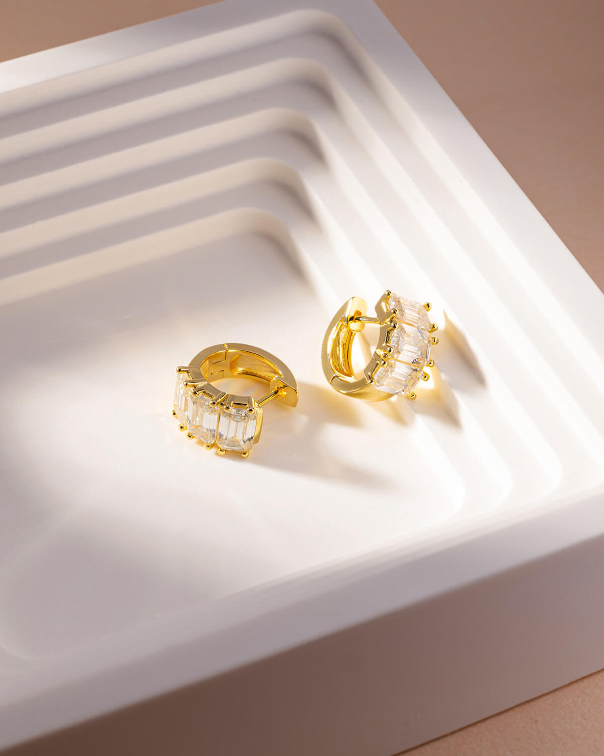 Aurelia Emerald Trio Diamond Huggie Earrings