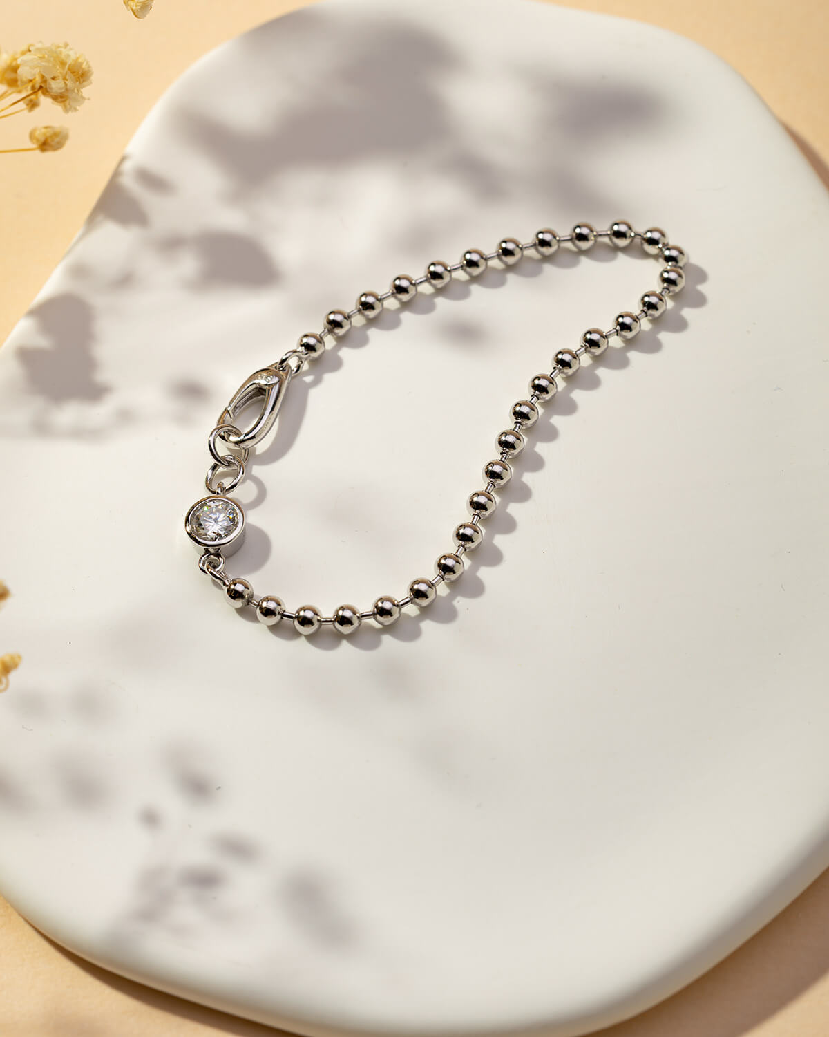 Solenne Bezel Diamond Bead Bracelet