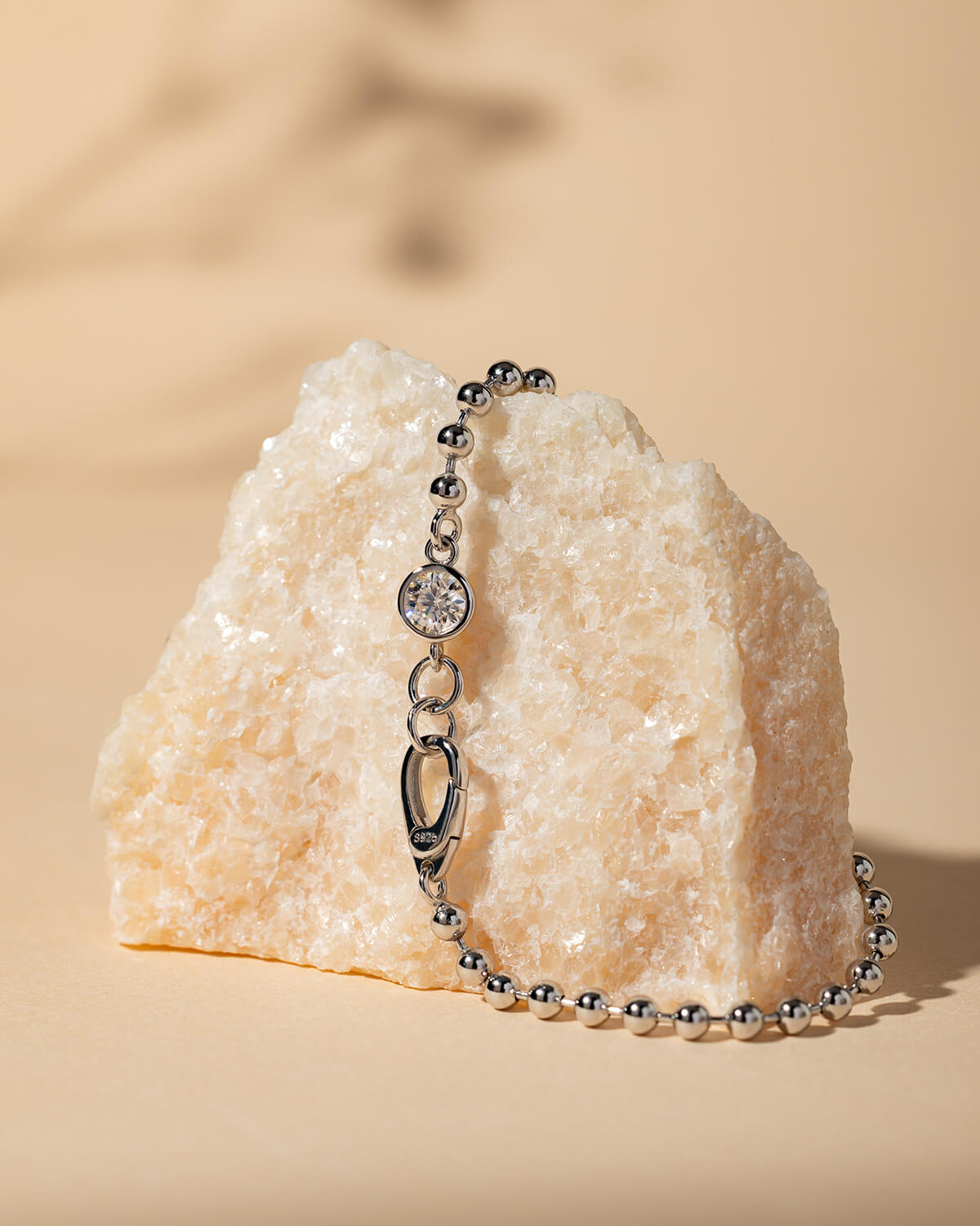 Solenne Bezel Diamond Bead Bracelet