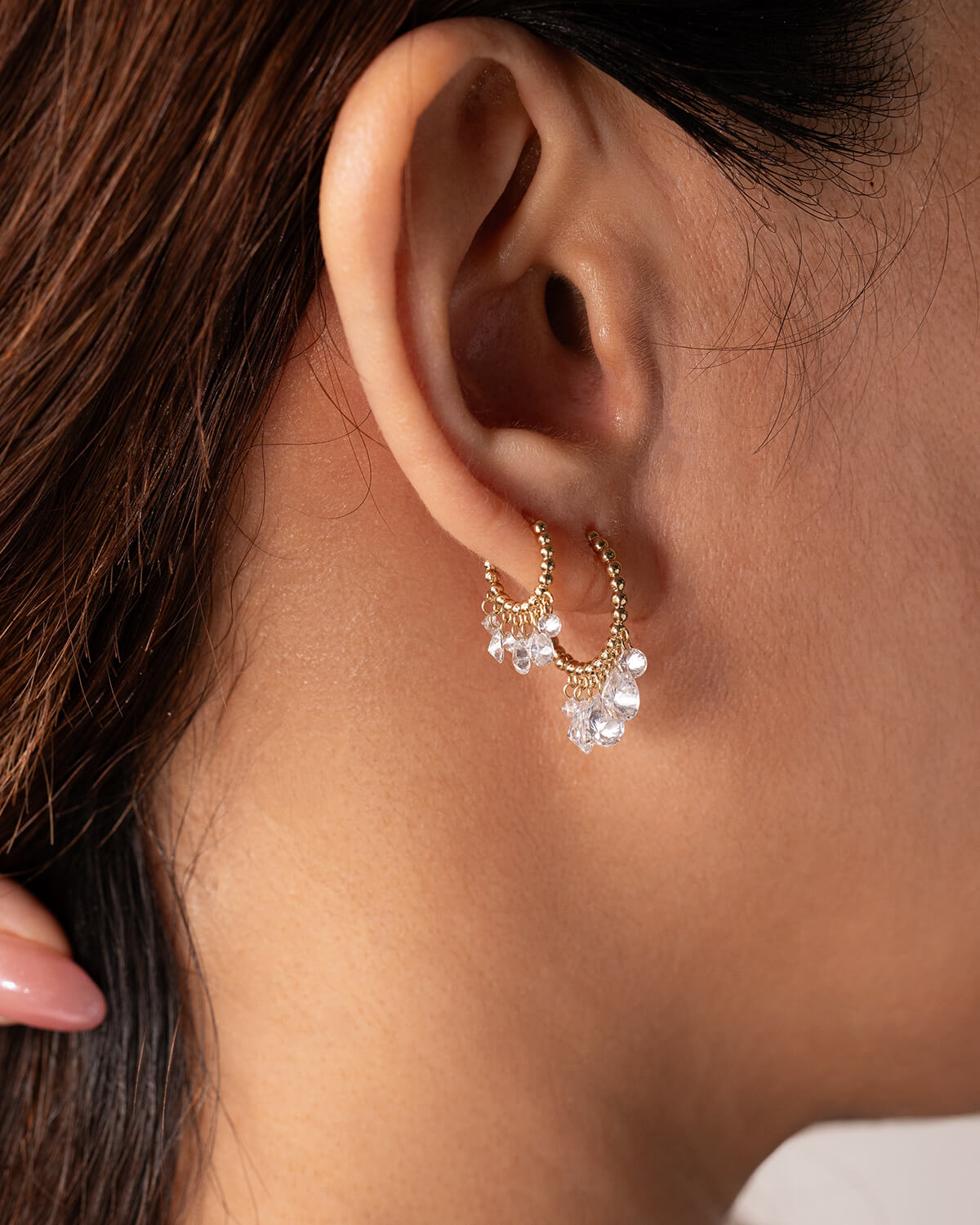 Elaris Pear Fringe Diamond Hoop Earrings