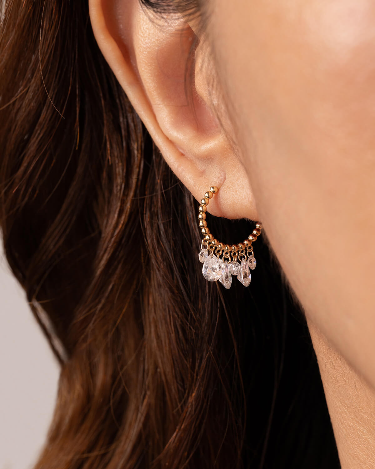Elaris Pear Fringe Diamond Hoop Earrings