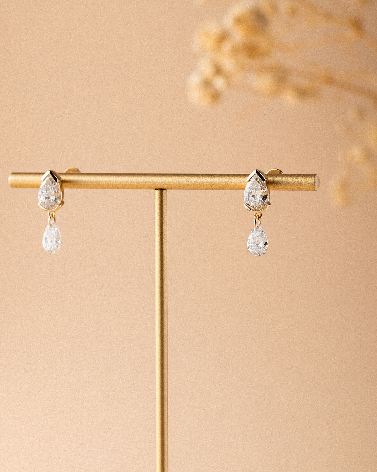 Elvaris Twin Pear Diamond Drop Earrings