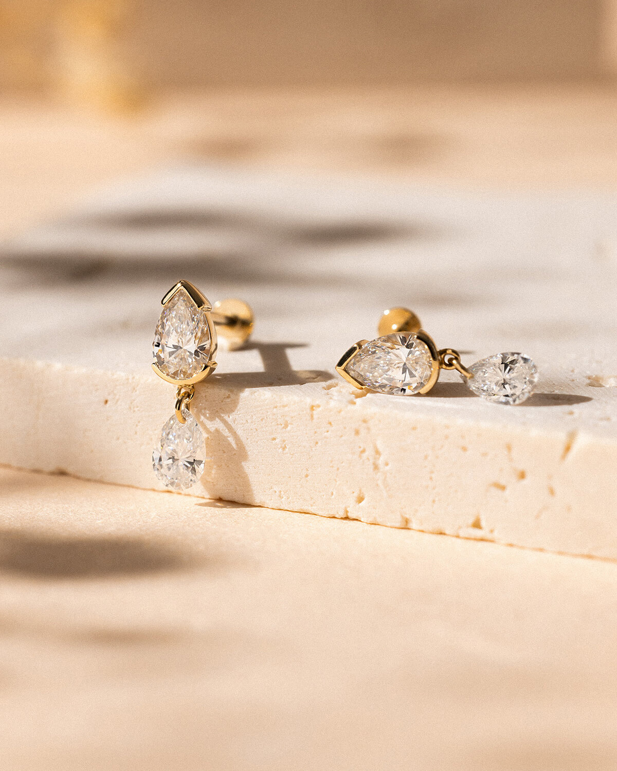 Elvaris Twin Pear Diamond Drop Earrings