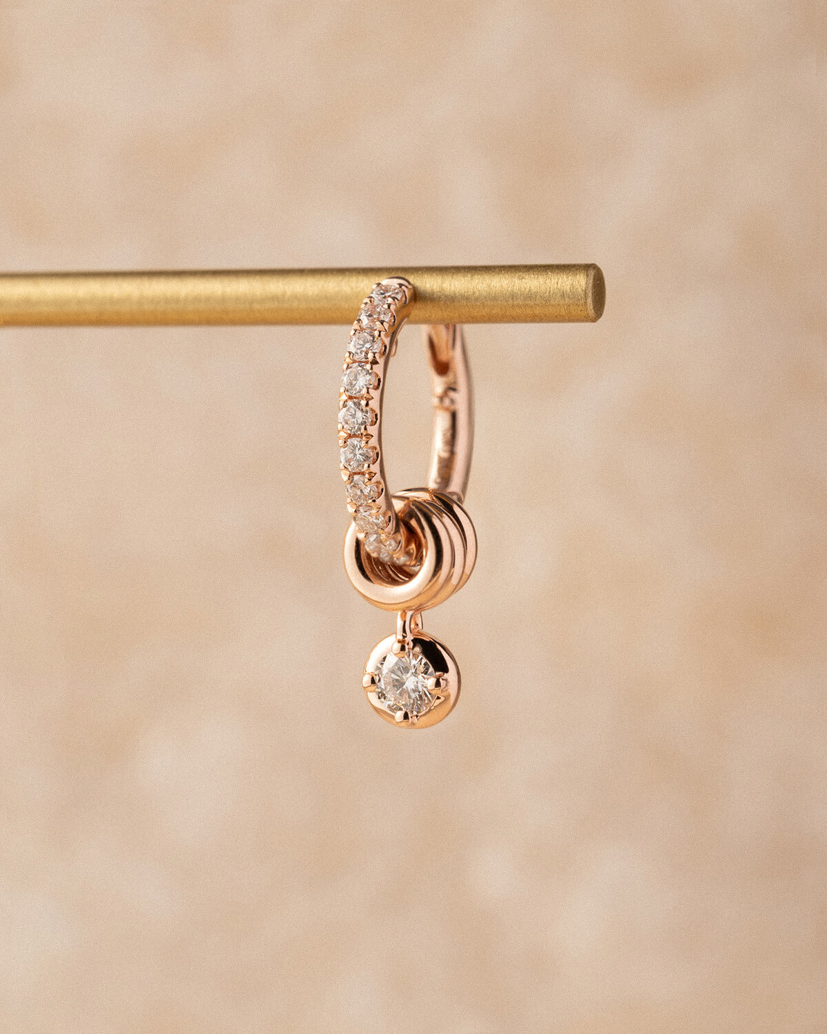 Orlisse Triple Loop Diamond Drop Huggie Earrings