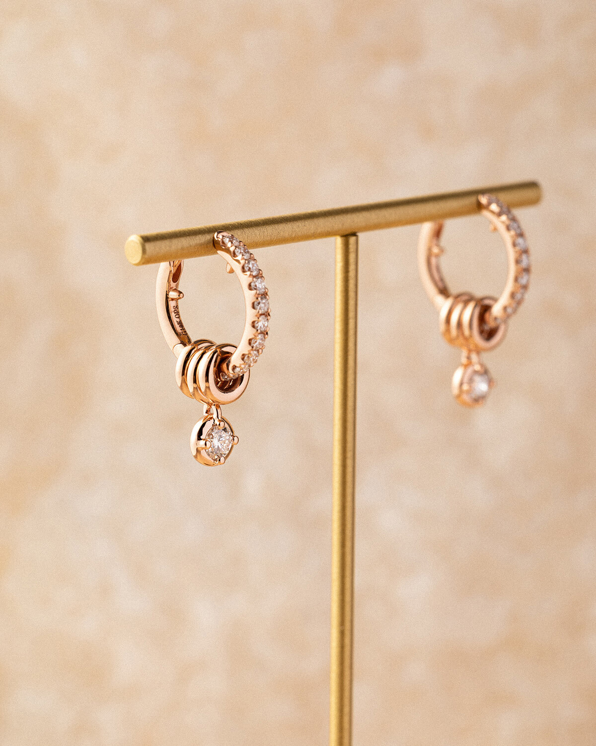 Orlisse Triple Loop Diamond Drop Huggie Earrings