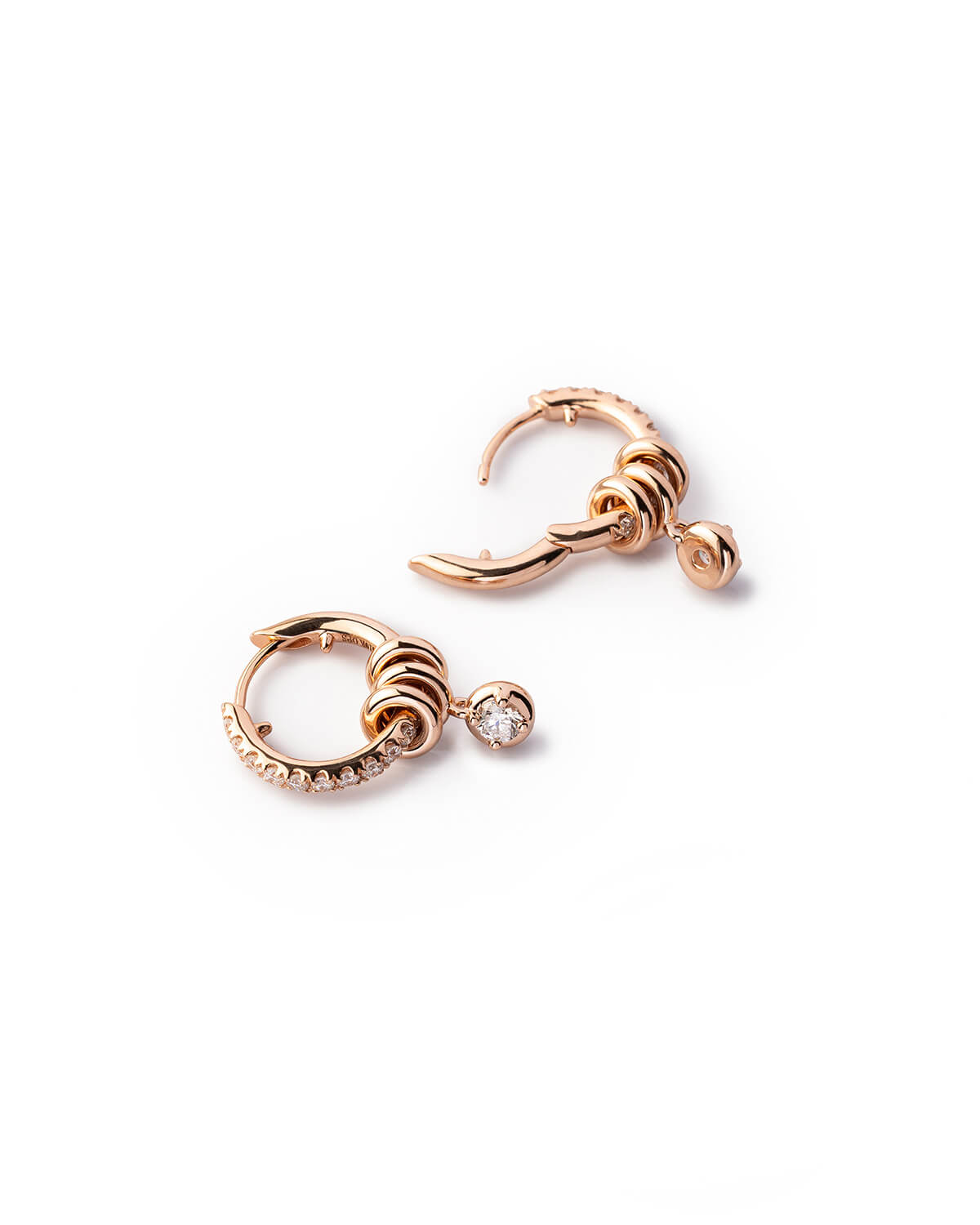 Orlisse Triple Loop Diamond Drop Huggie Earrings