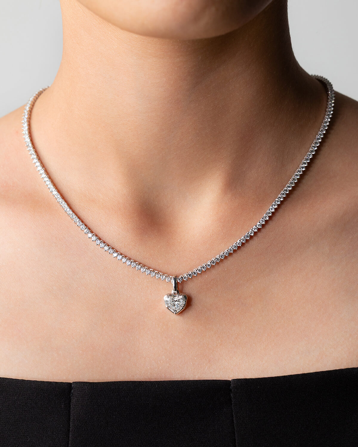 Evelune Heart Lab Diamond Pendant Necklace