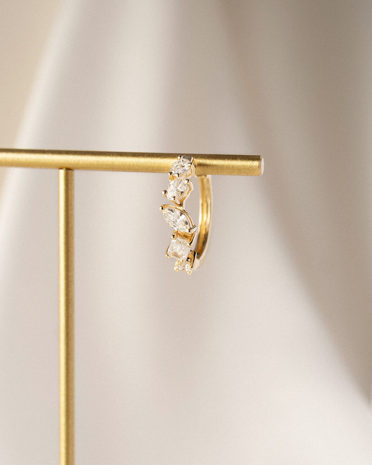 Norevia Mixed Cut Lab Diamond Hoop Earrings