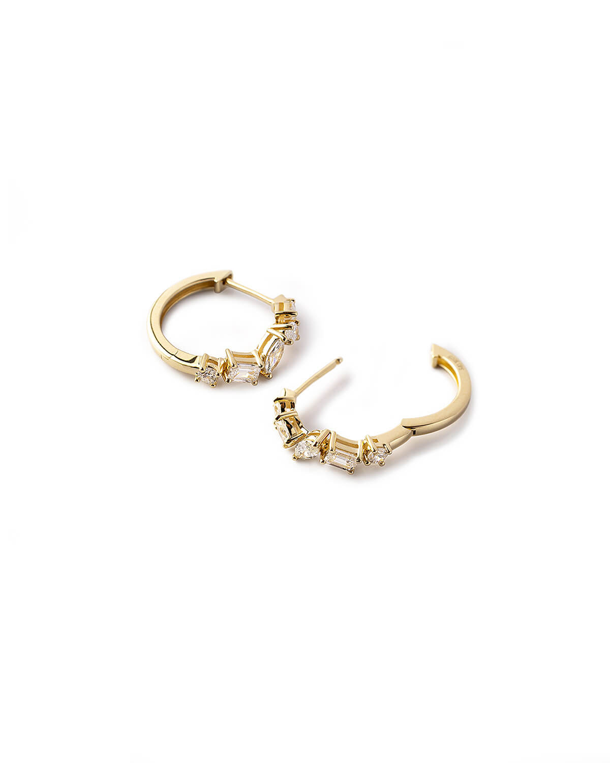 Norevia Mixed Cut Lab Diamond Hoop Earrings