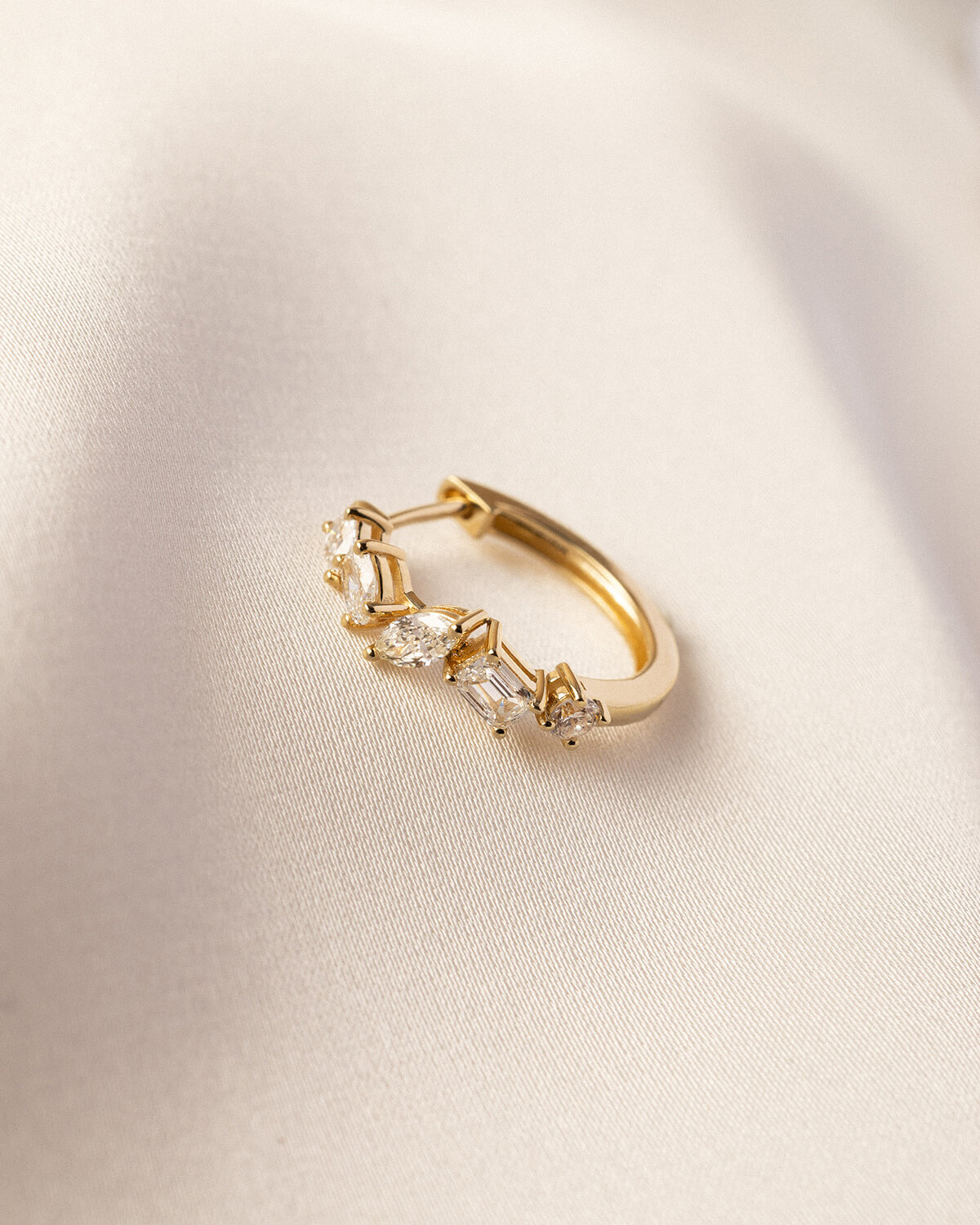 Norevia Mixed Cut Lab Diamond Hoop Earrings