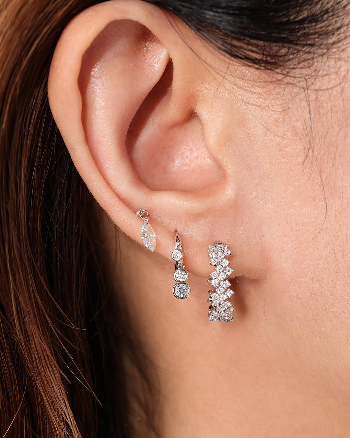 Elvarine Scatter Round Lab Diamond Hoop Earrings