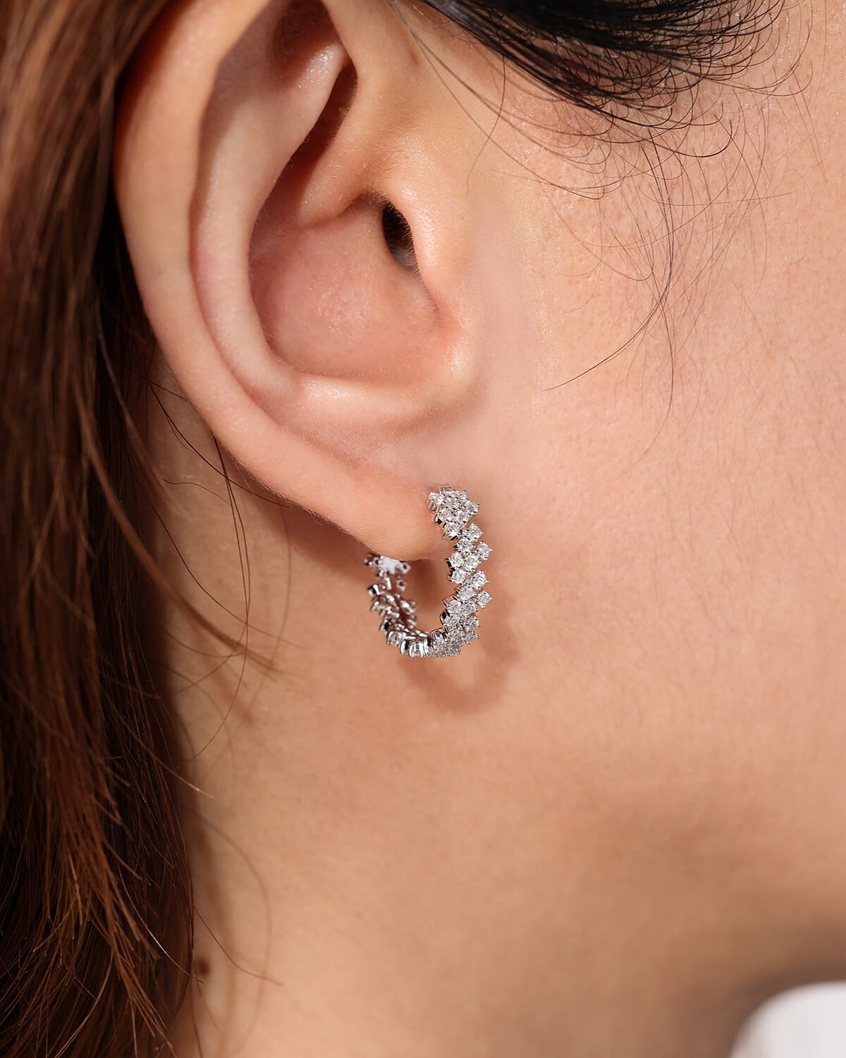 Elvarine Scatter Round Lab Diamond Hoop Earrings